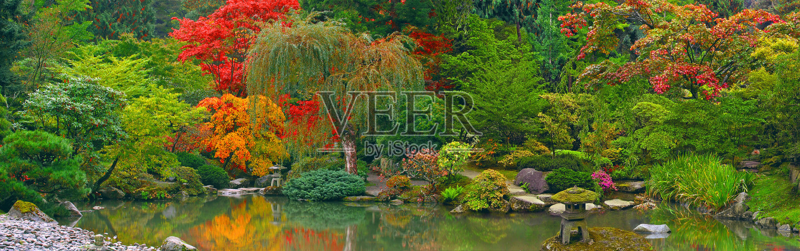 日本花园全景照片摄影图片