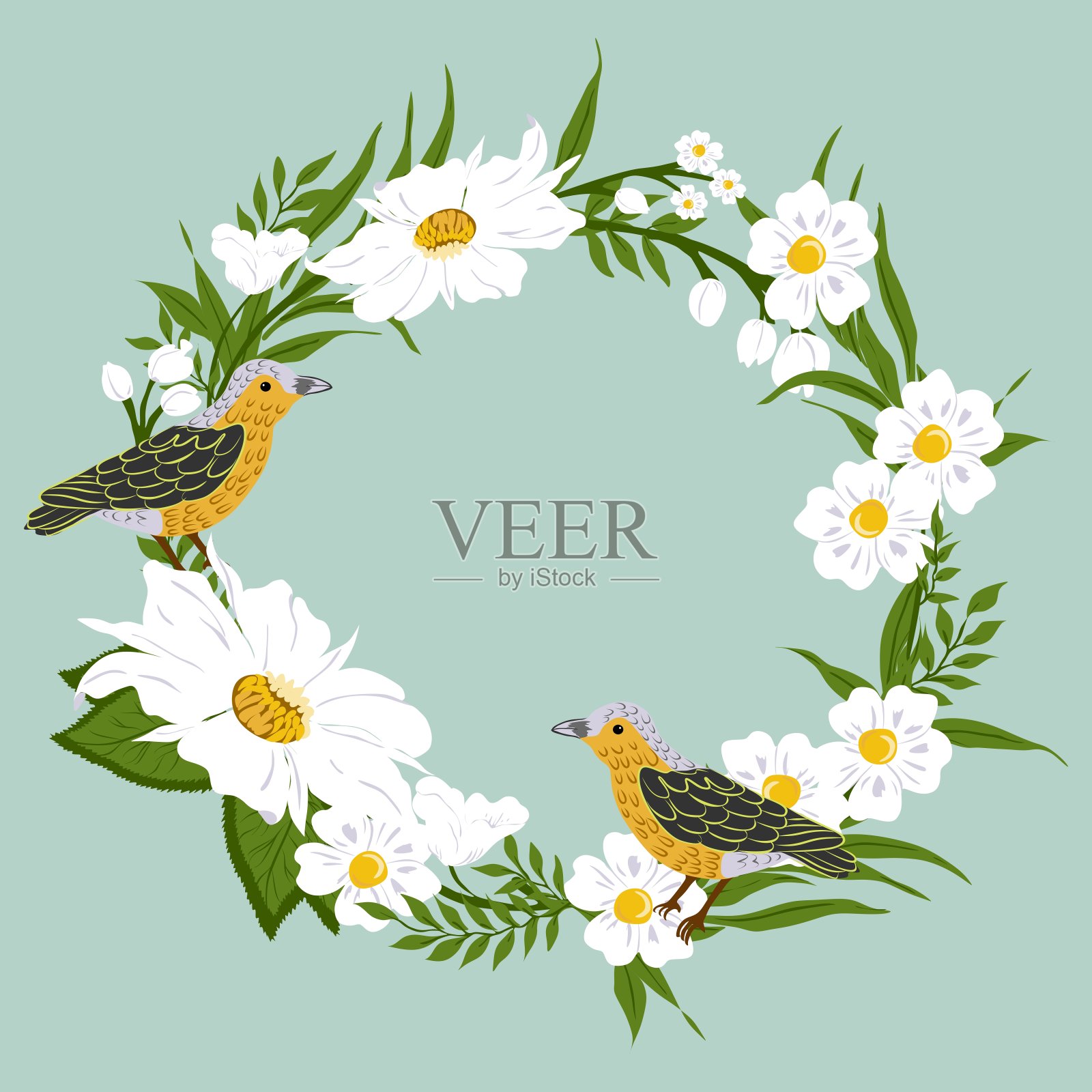 带有花卉元素的请帖插画图片素材