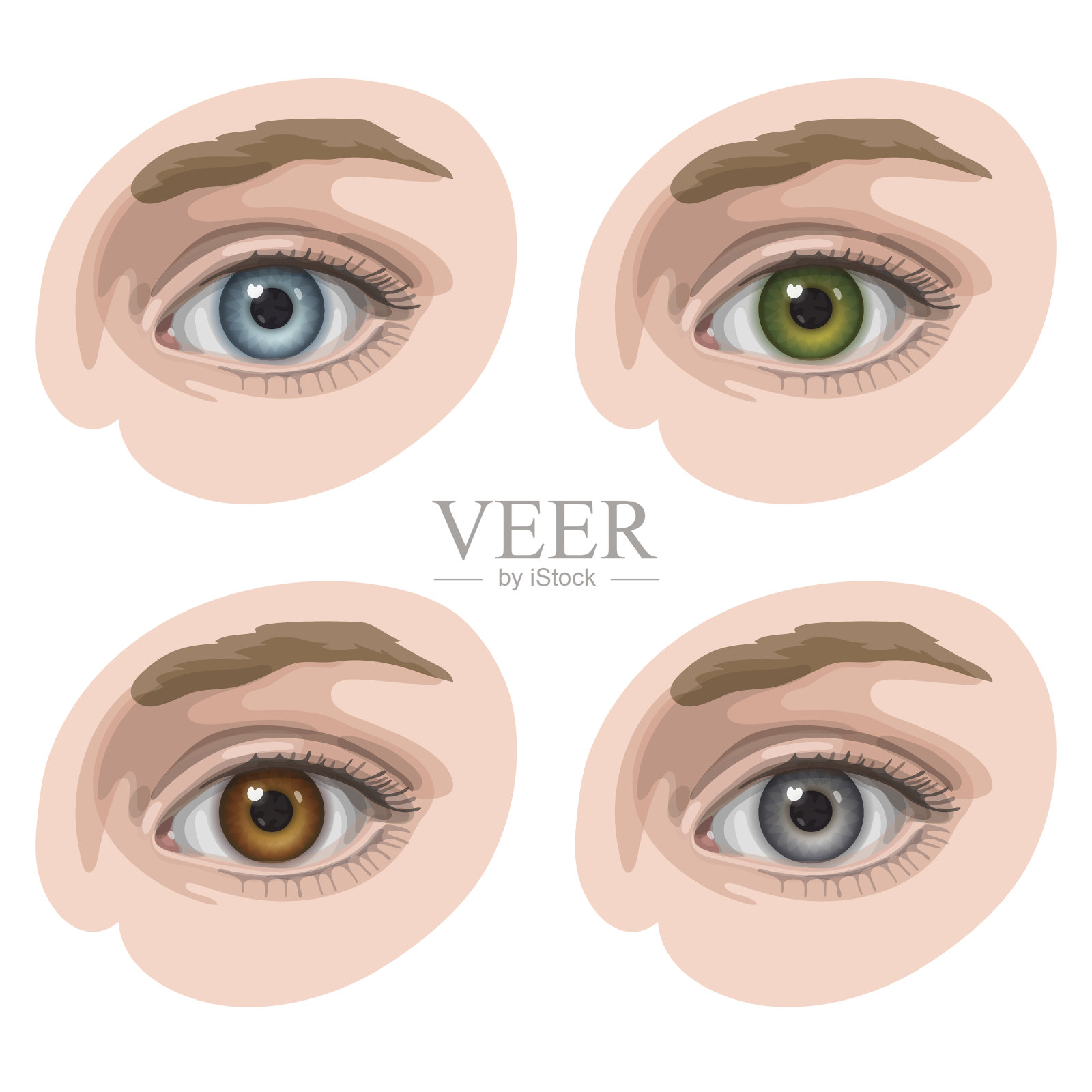 不同颜色的眼睛插画图片素材