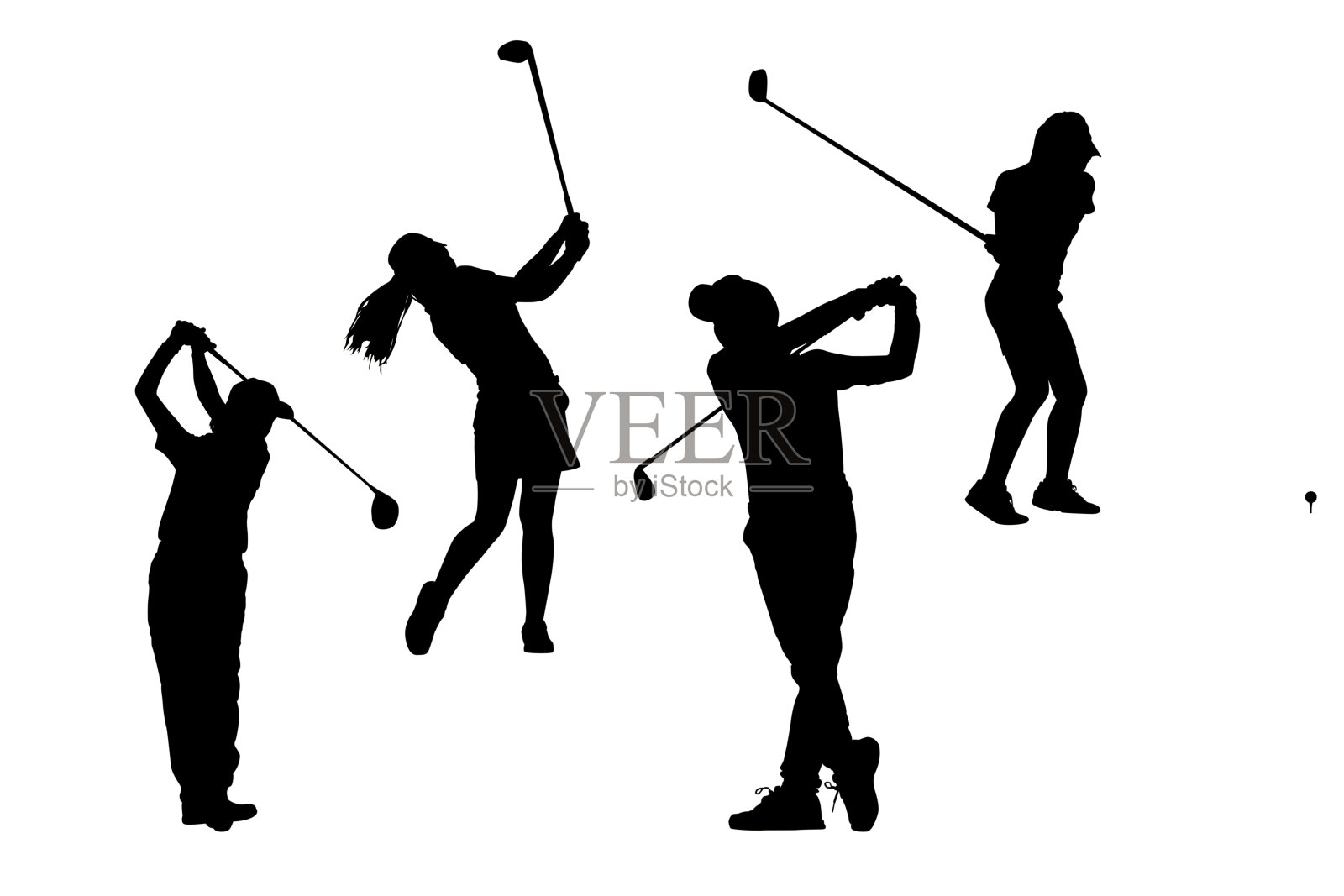 轮廓高尔夫球手集合照片摄影图片