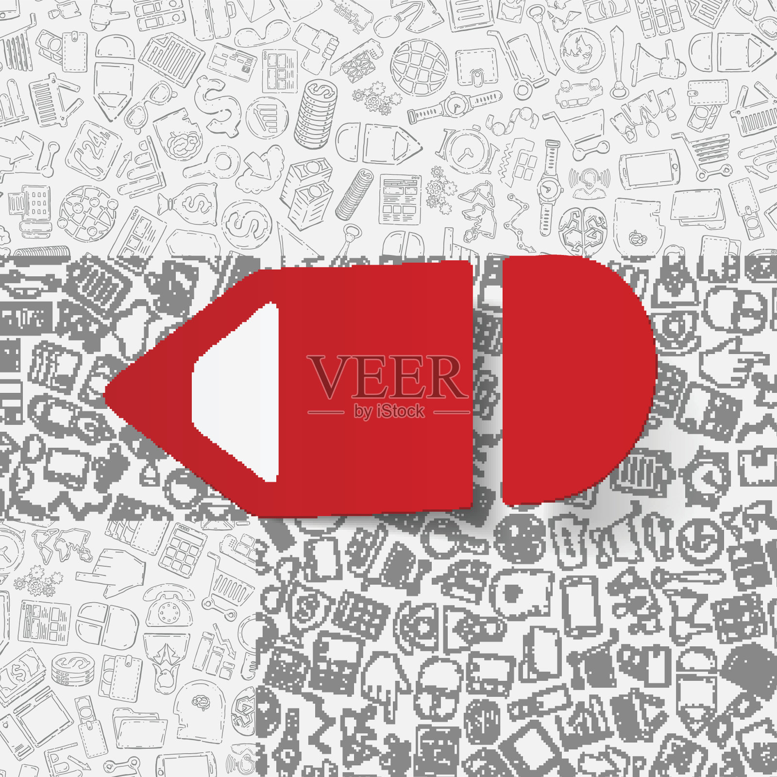 商业纸贴纸与手绘元素插画图片素材