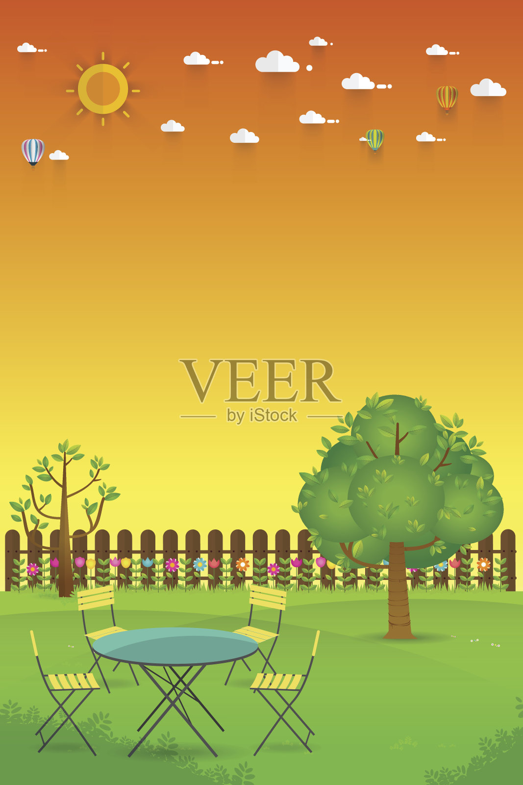 美丽的花园插画图片素材