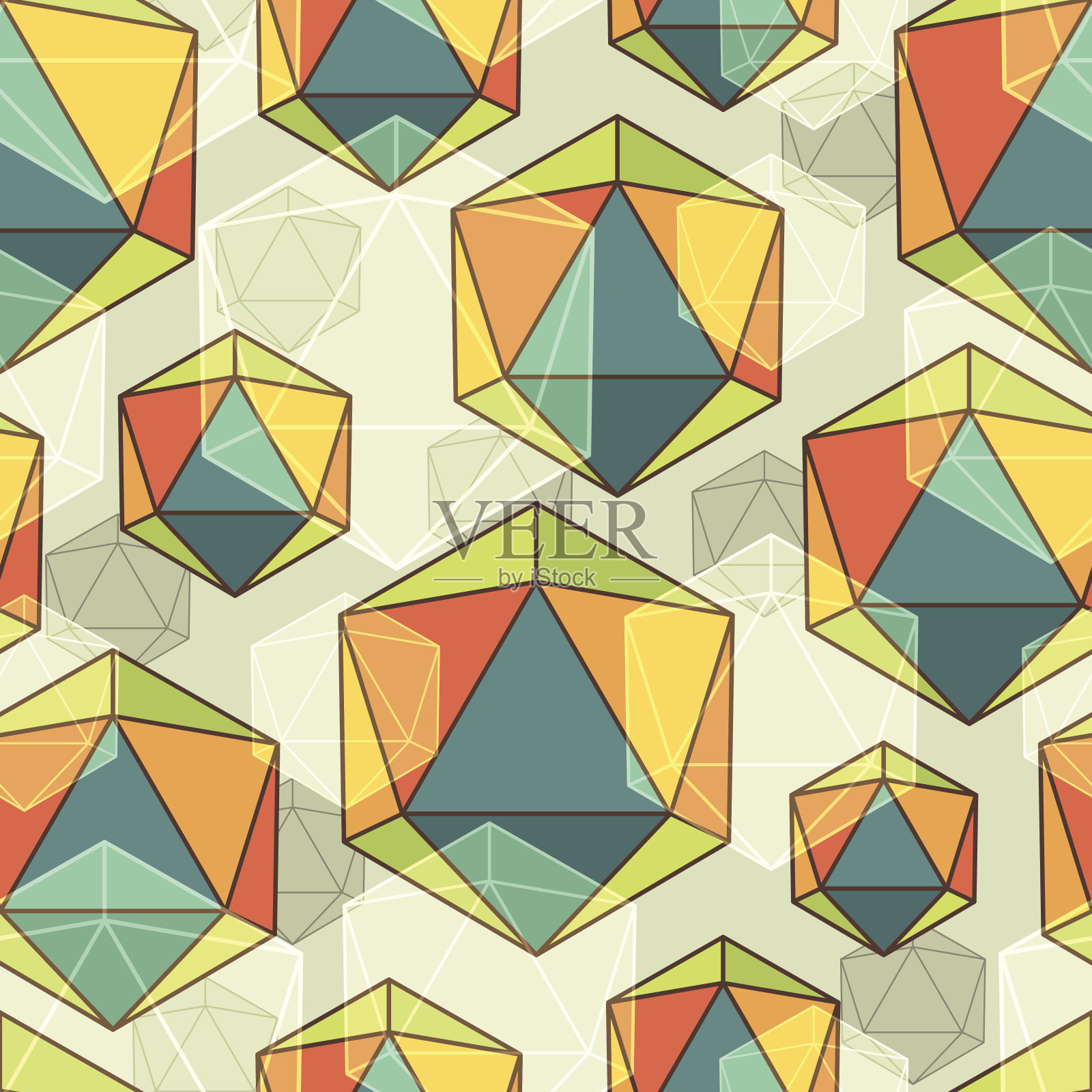 无缝抽象彩色背景制作二十面体插画图片素材