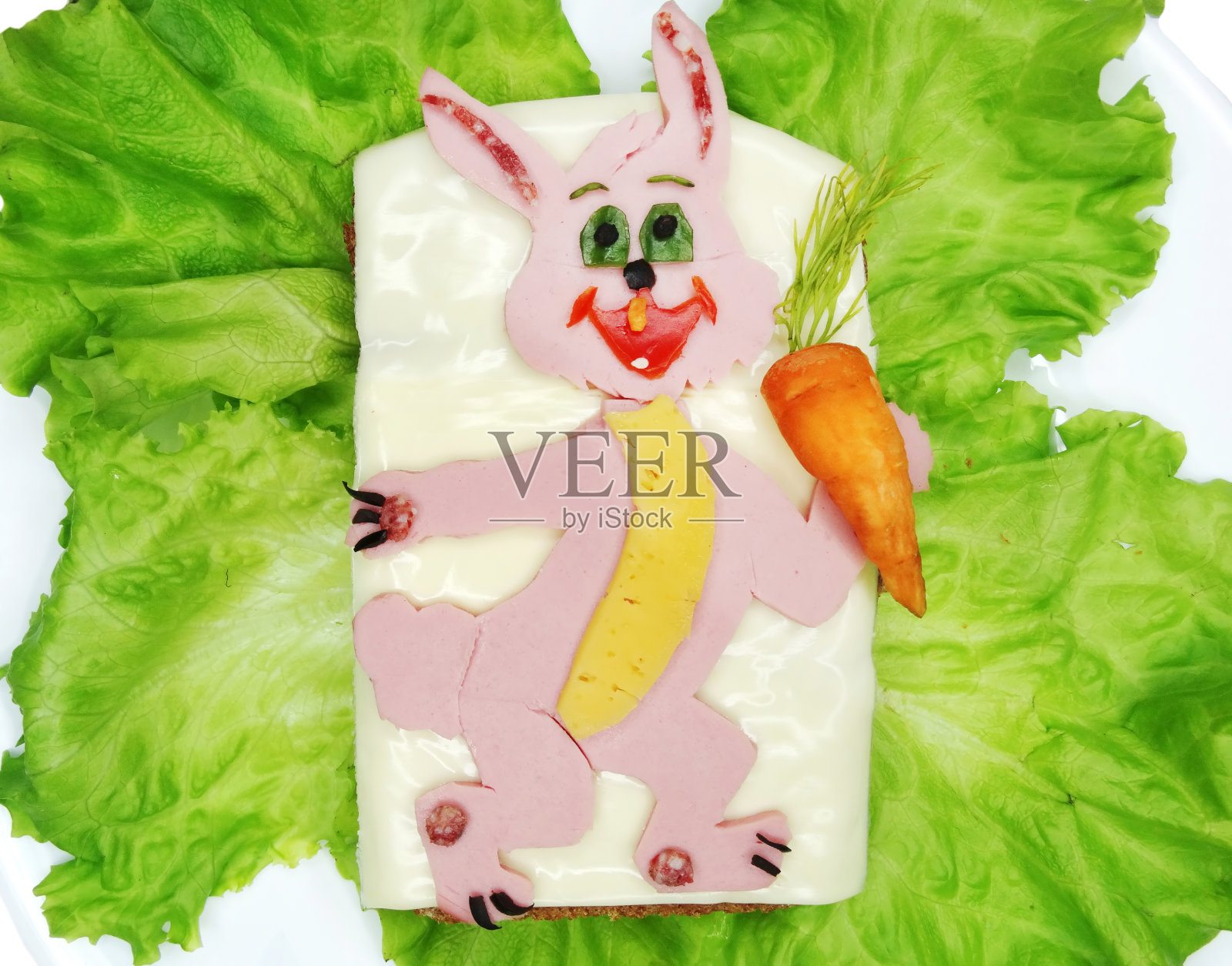 创意蔬菜芝士火腿三明治照片摄影图片