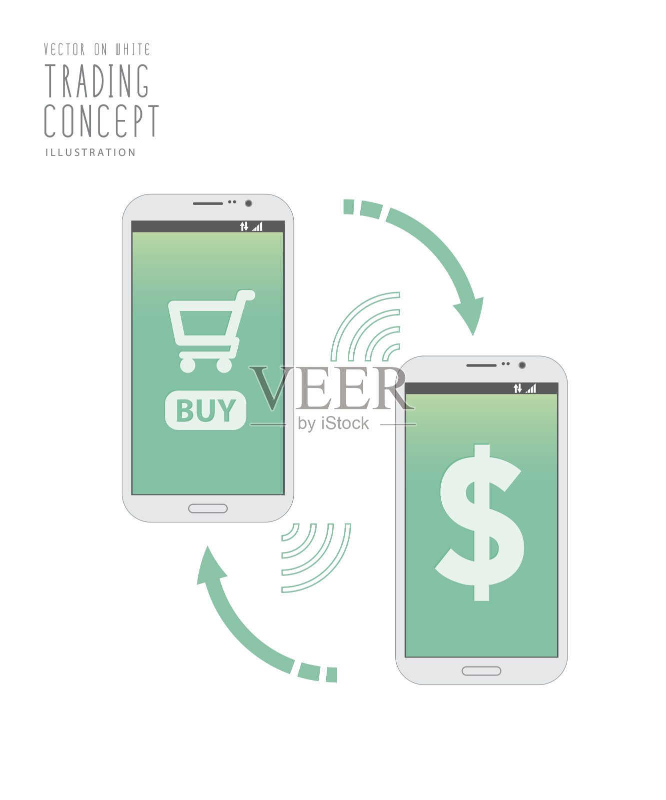 网上购物与手机矢量。插画图片素材