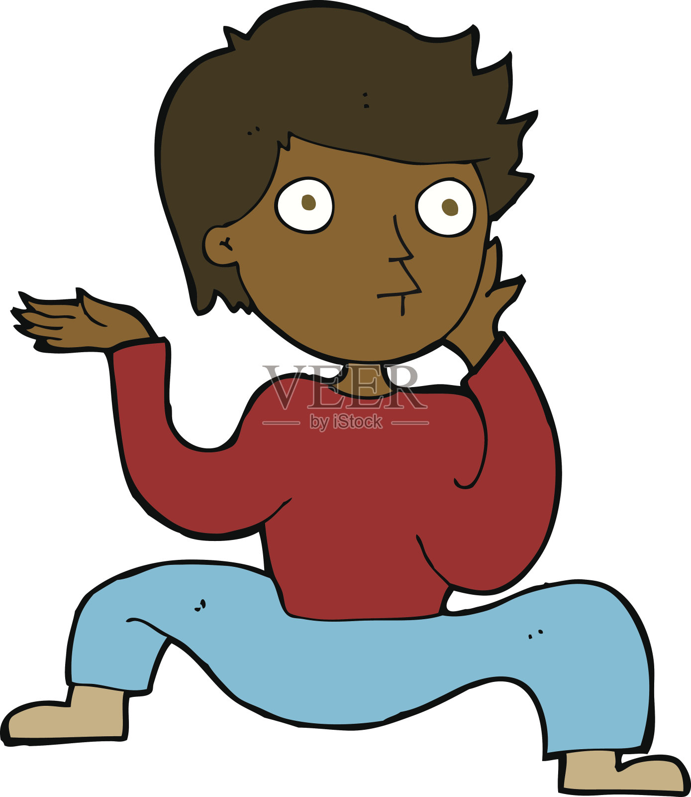 卡通男孩在疯狂地跳舞设计元素图片