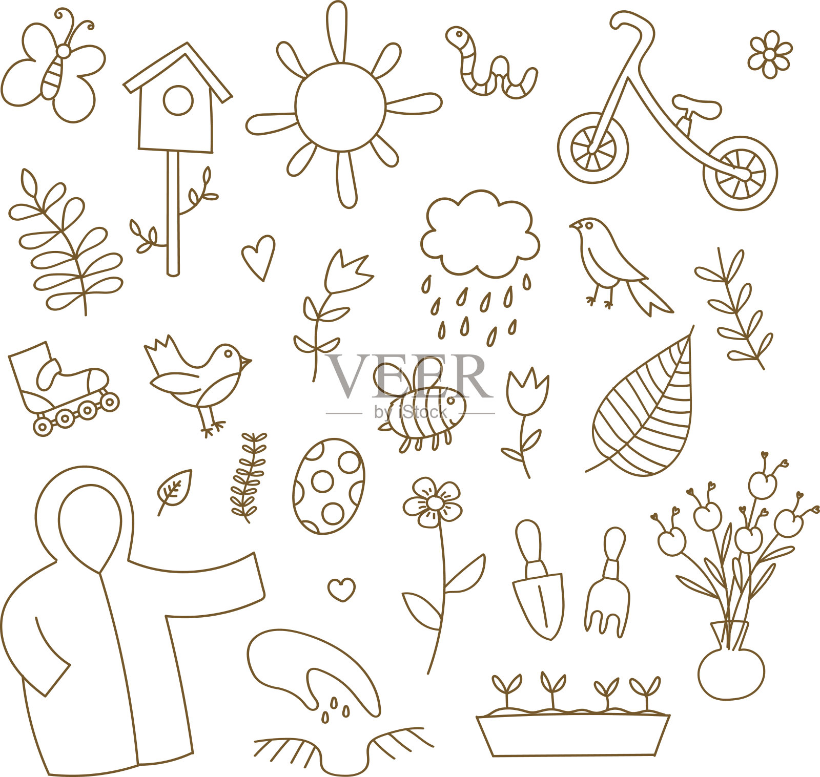 春天涂鸦集插画图片素材