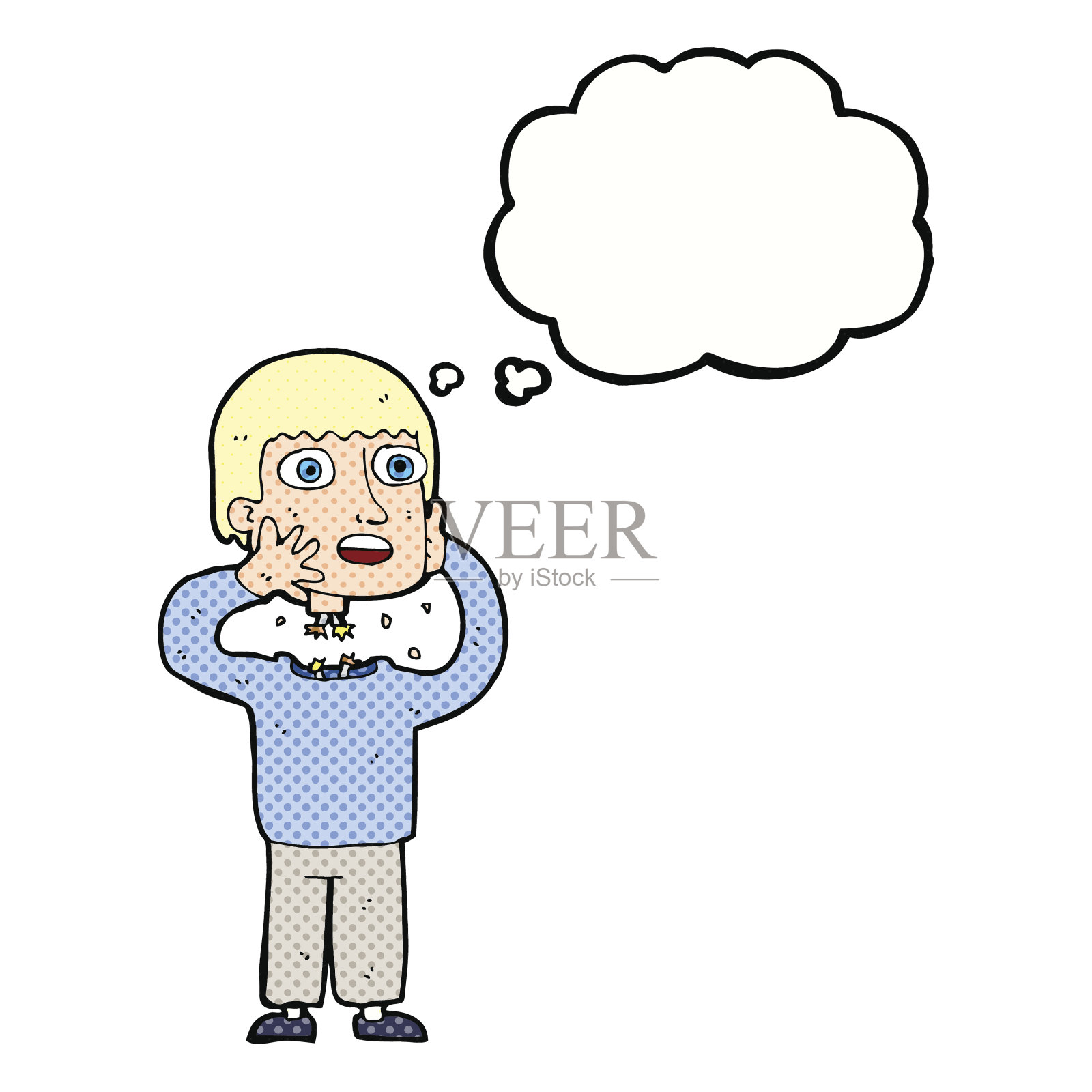 带有思想泡泡的卡通秘密机器人插画图片素材