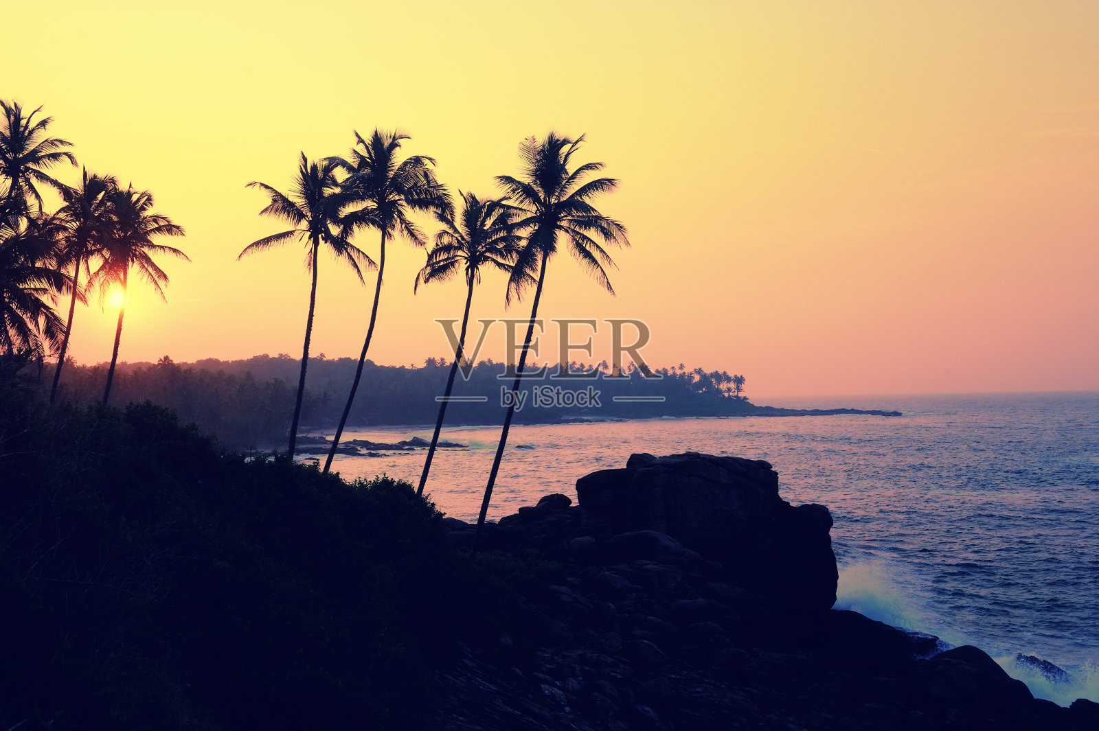 热带日落照片摄影图片