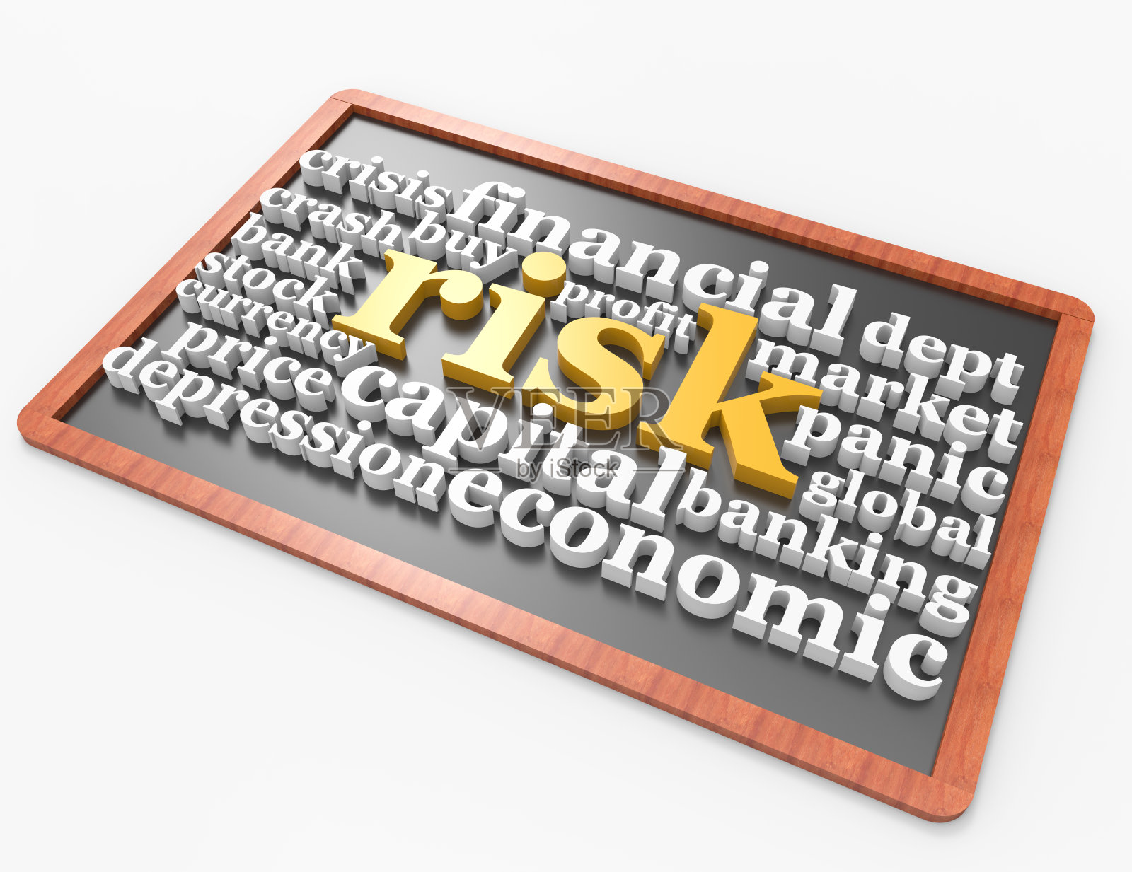 风险三维单词概念在黑板上照片摄影图片