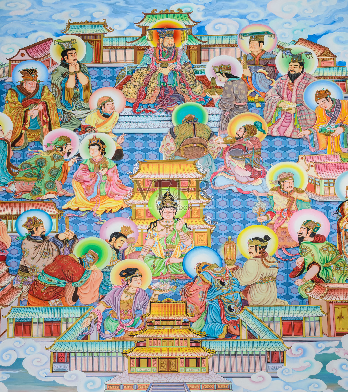 中国壁画艺术插画图片素材