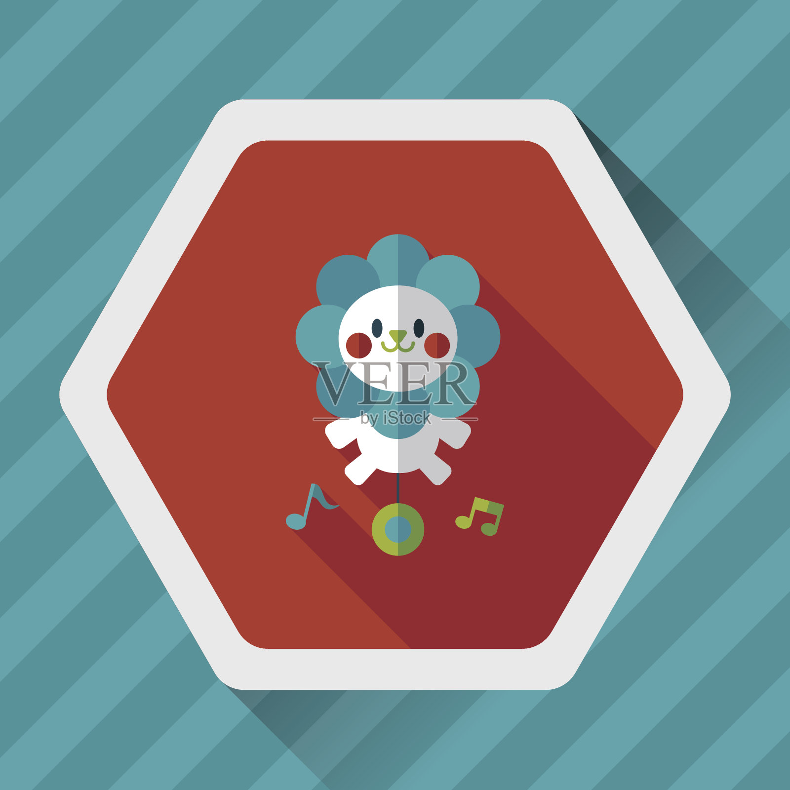 狮子玩具扁平图标与长影子，eps10插画图片素材