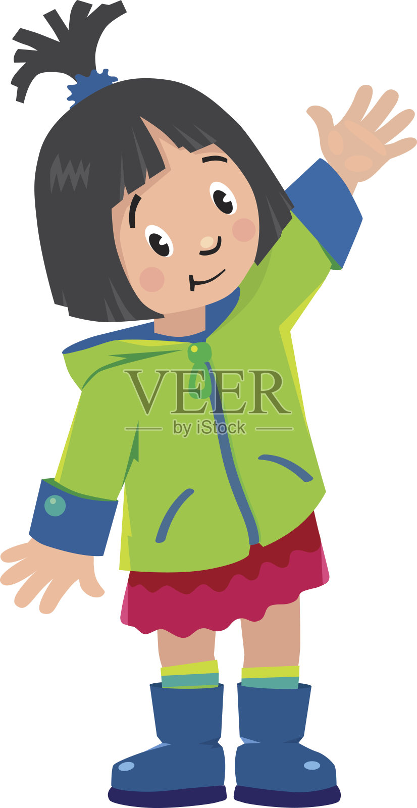 有趣的小女孩在挥手设计元素图片