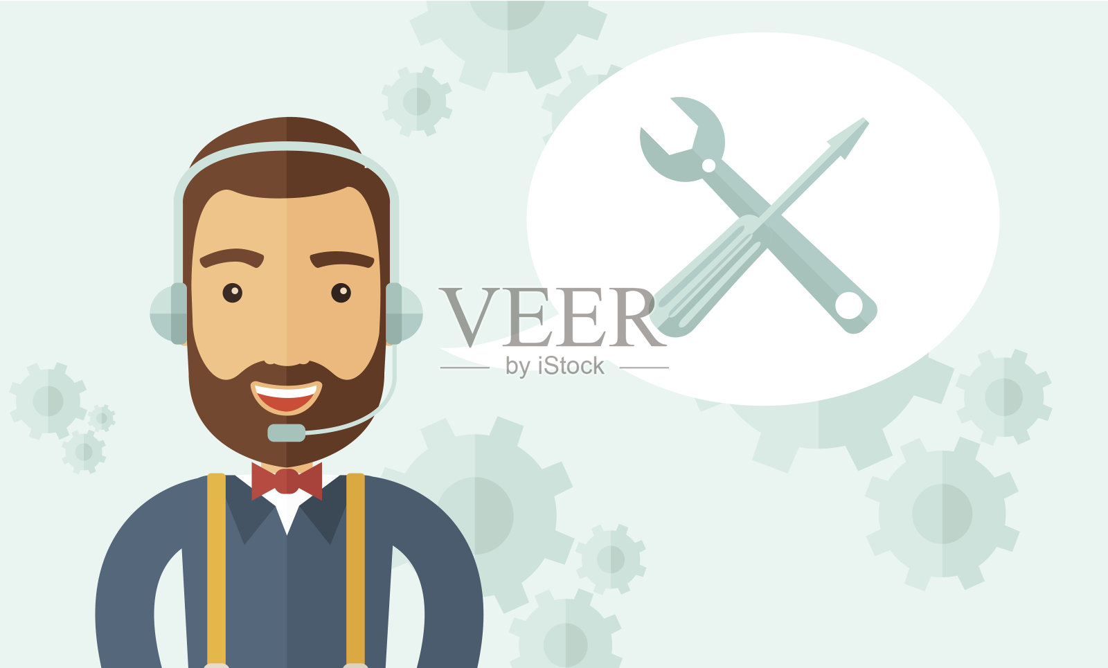 戴耳机的操作员插画图片素材