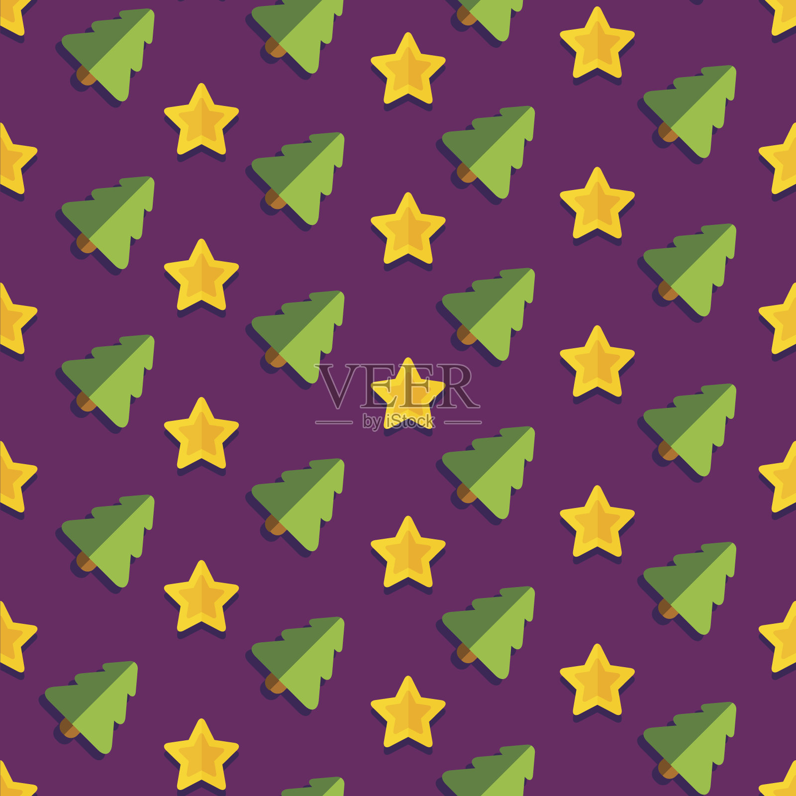 星树克里斯特马斯维克托紫罗兰插画图片素材