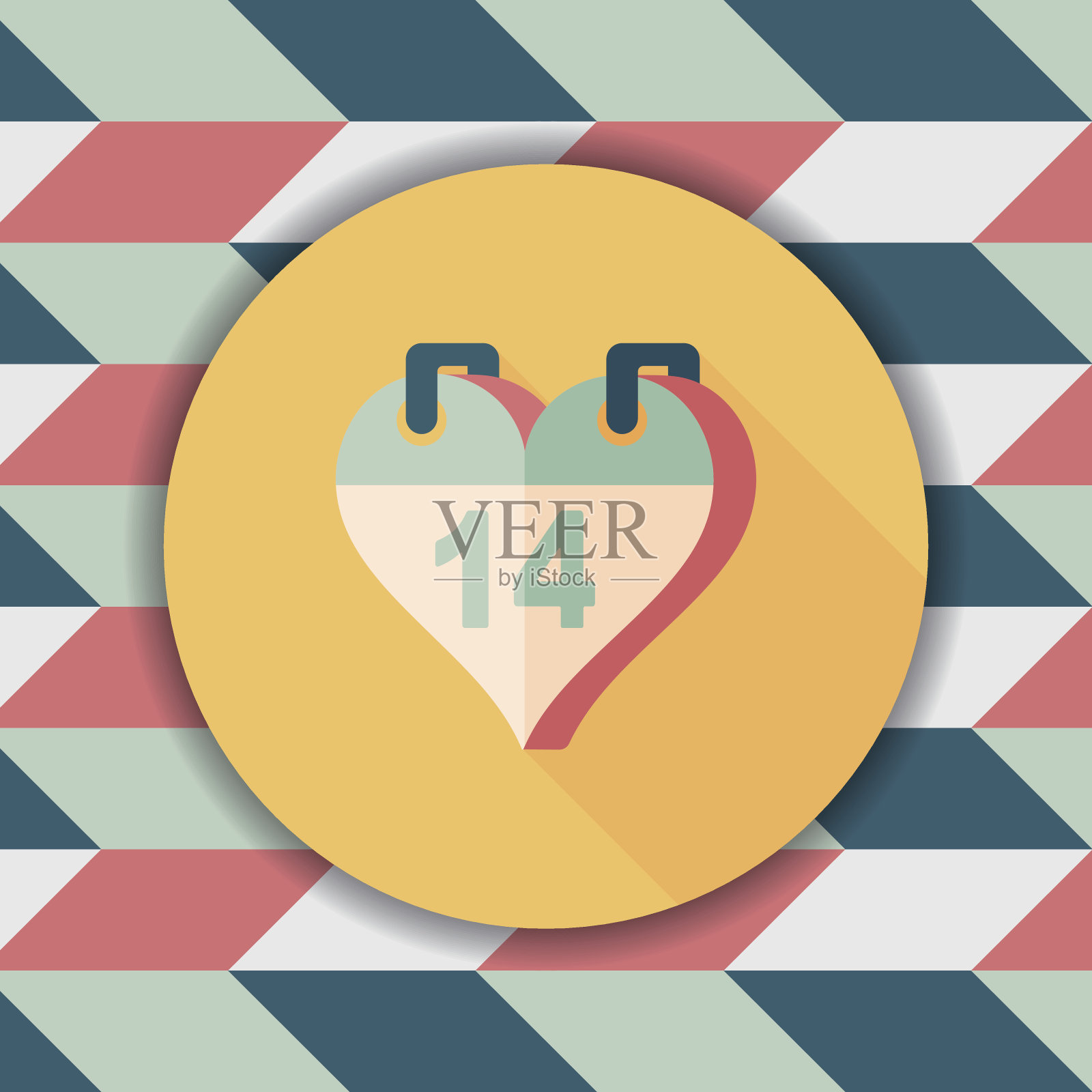 情人节2月14日平图标长影，eps图标素材