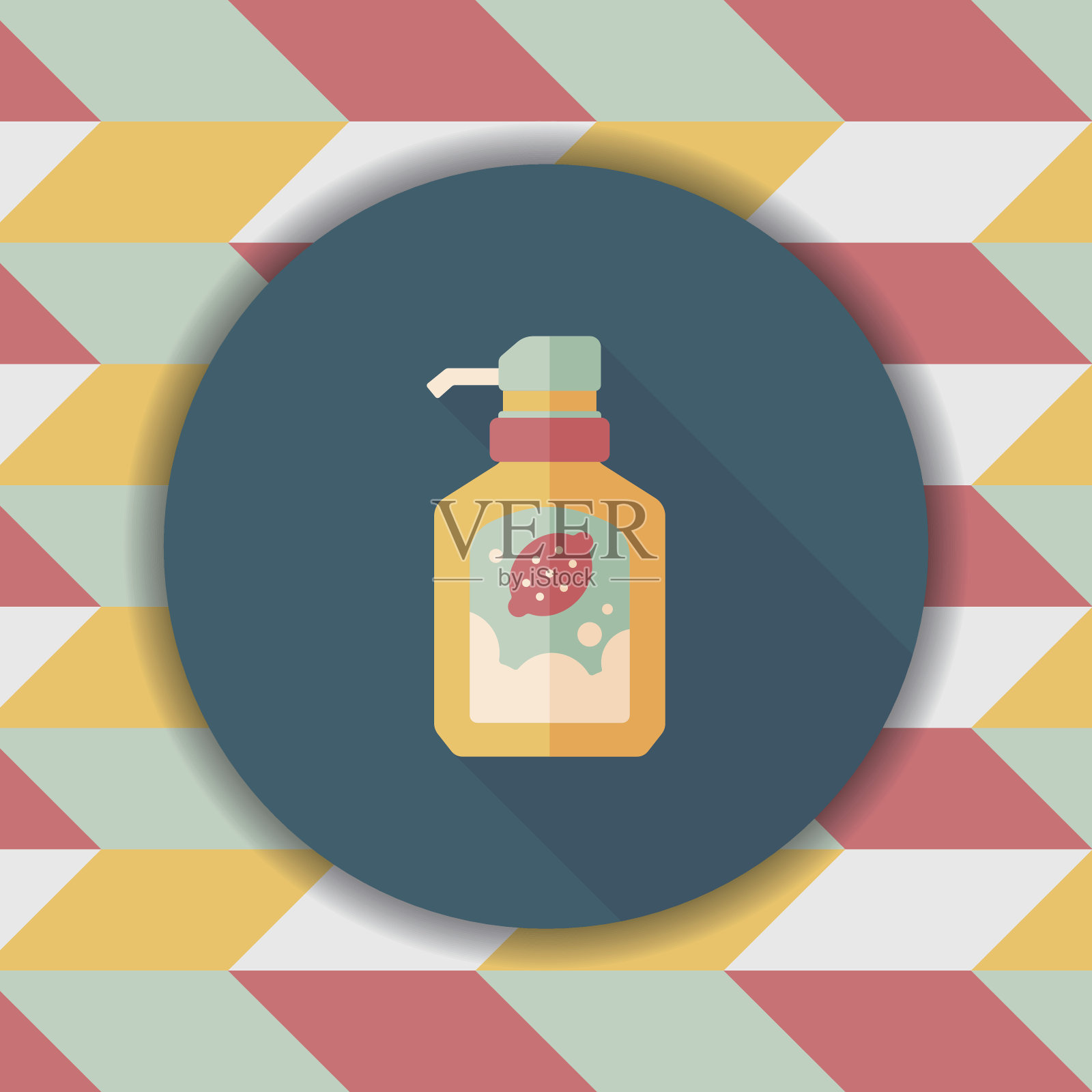 厨房餐具肥皂平板图标与长阴影，eps10插画图片素材