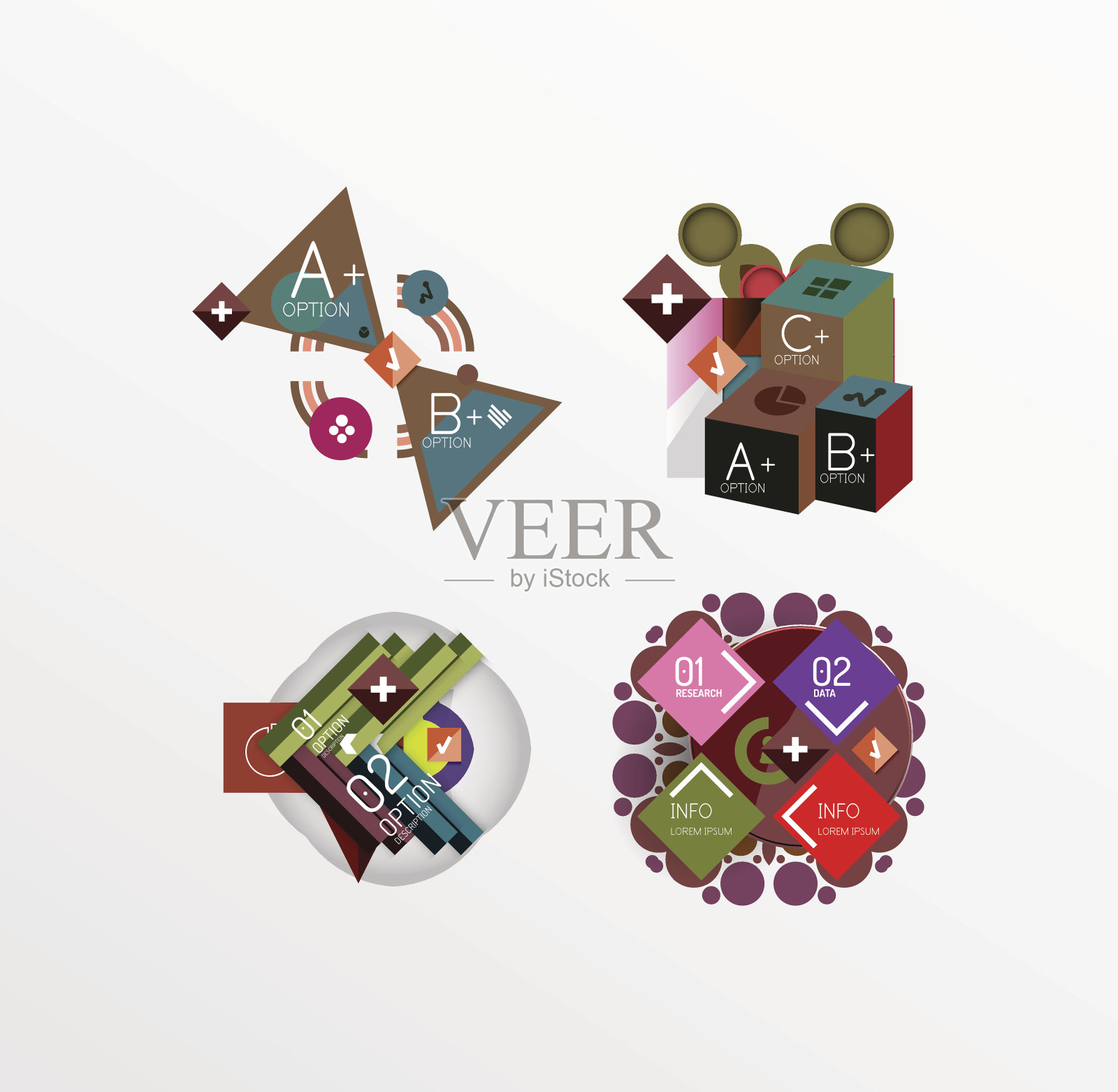 一组具有选项的抽象几何形状插画图片素材