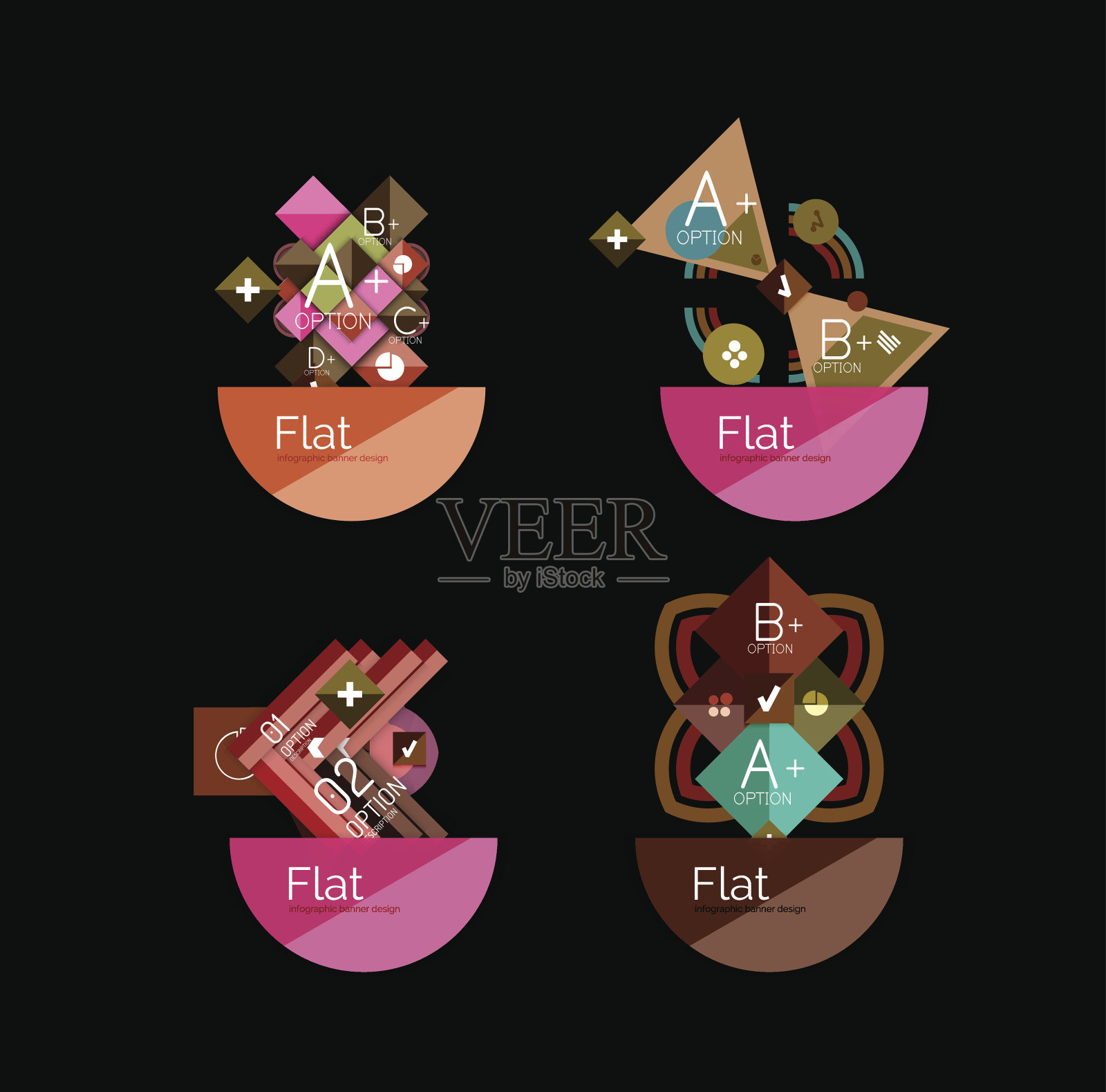 一组具有选项的抽象几何形状插画图片素材