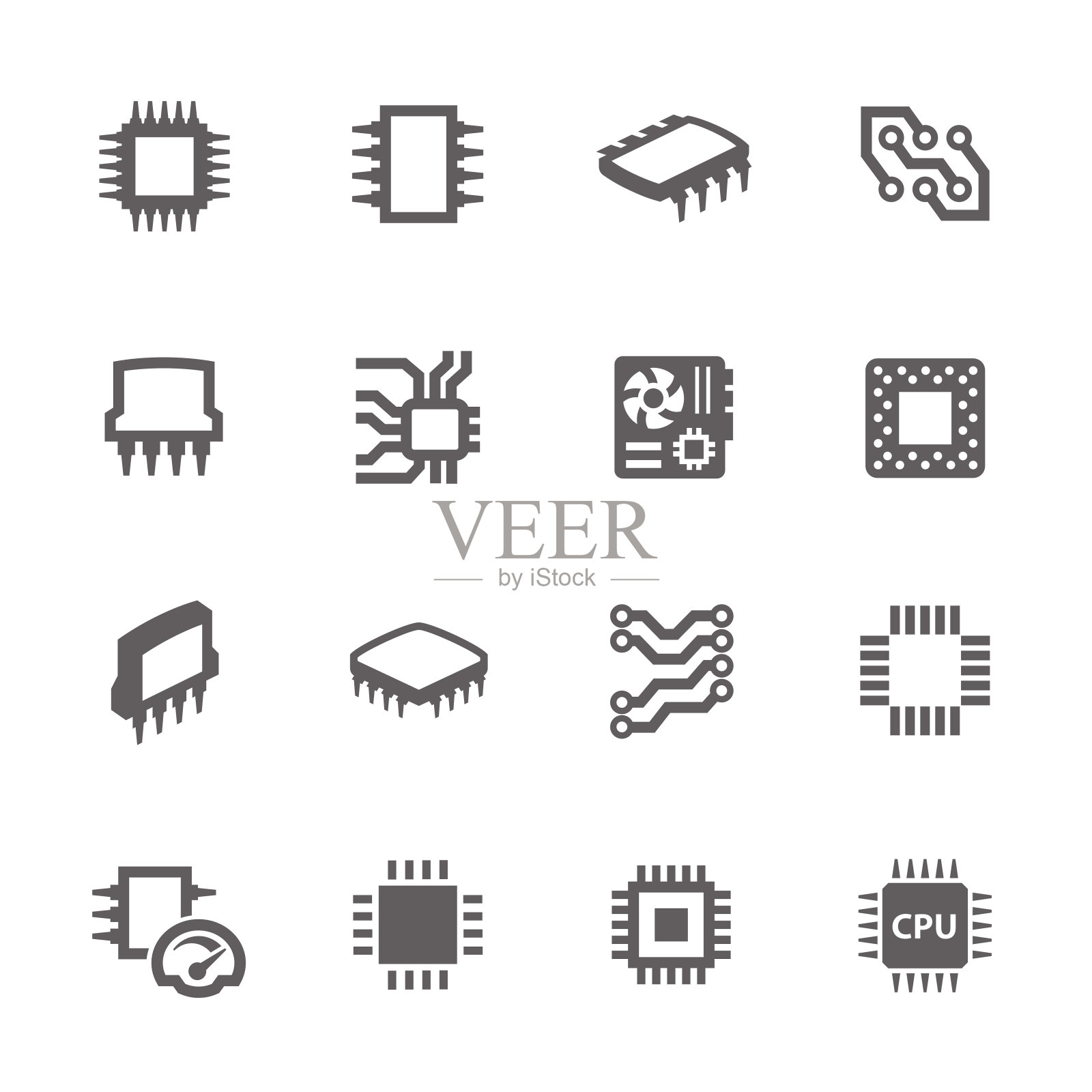 芯片和微方案图标插画图片素材