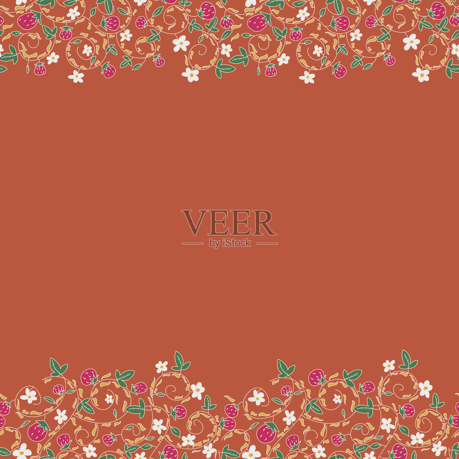 无缝矢量模式与草莓，浆果插画图片素材