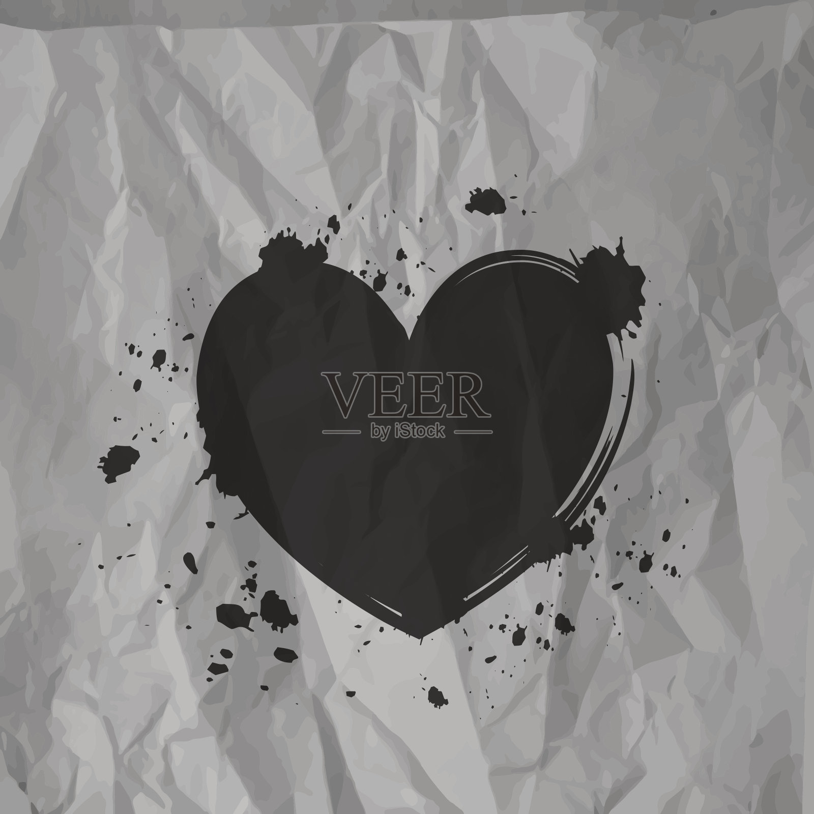 大黑的心插画图片素材