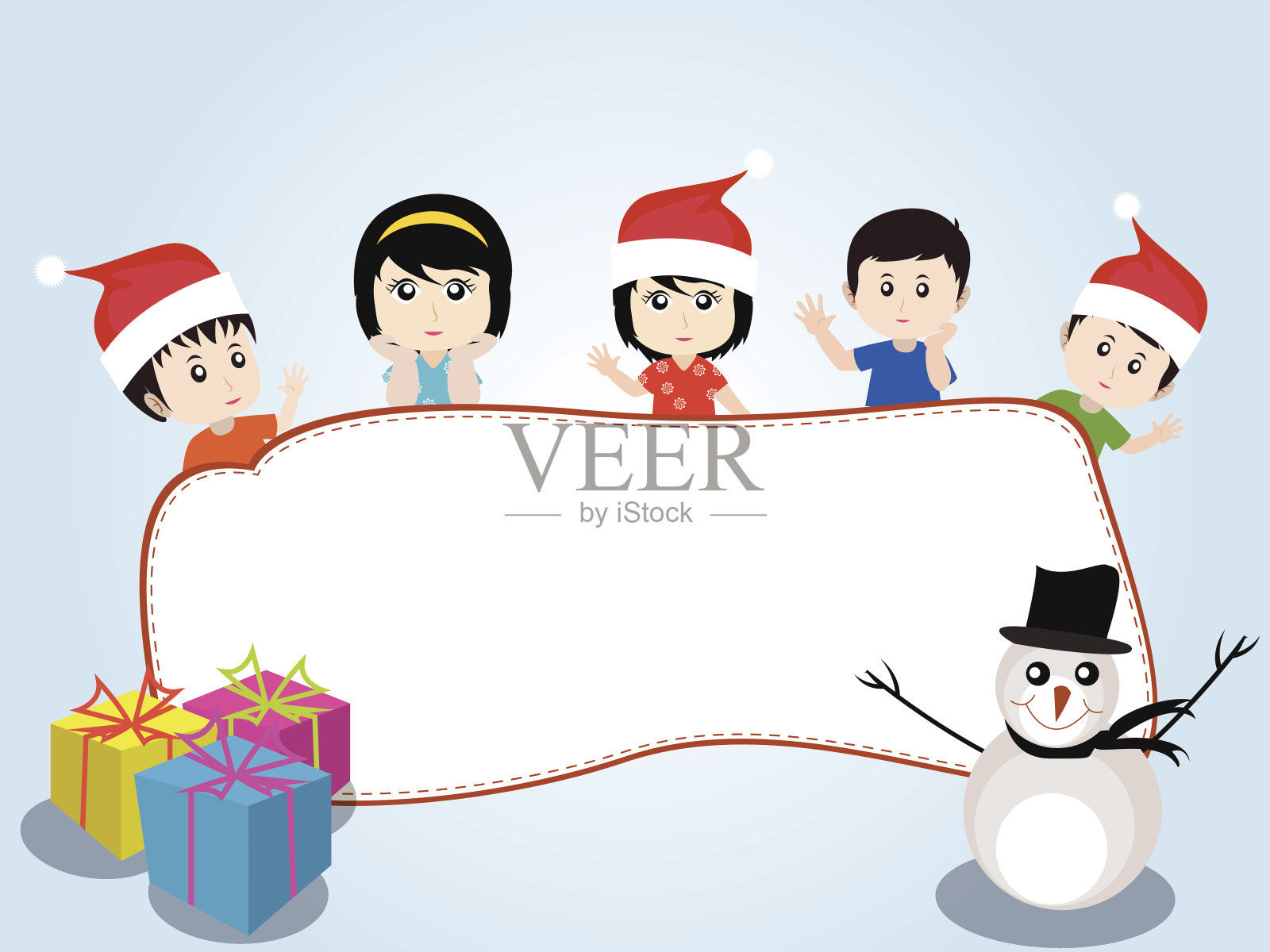 与快乐的孩子们共度圣诞插画图片素材