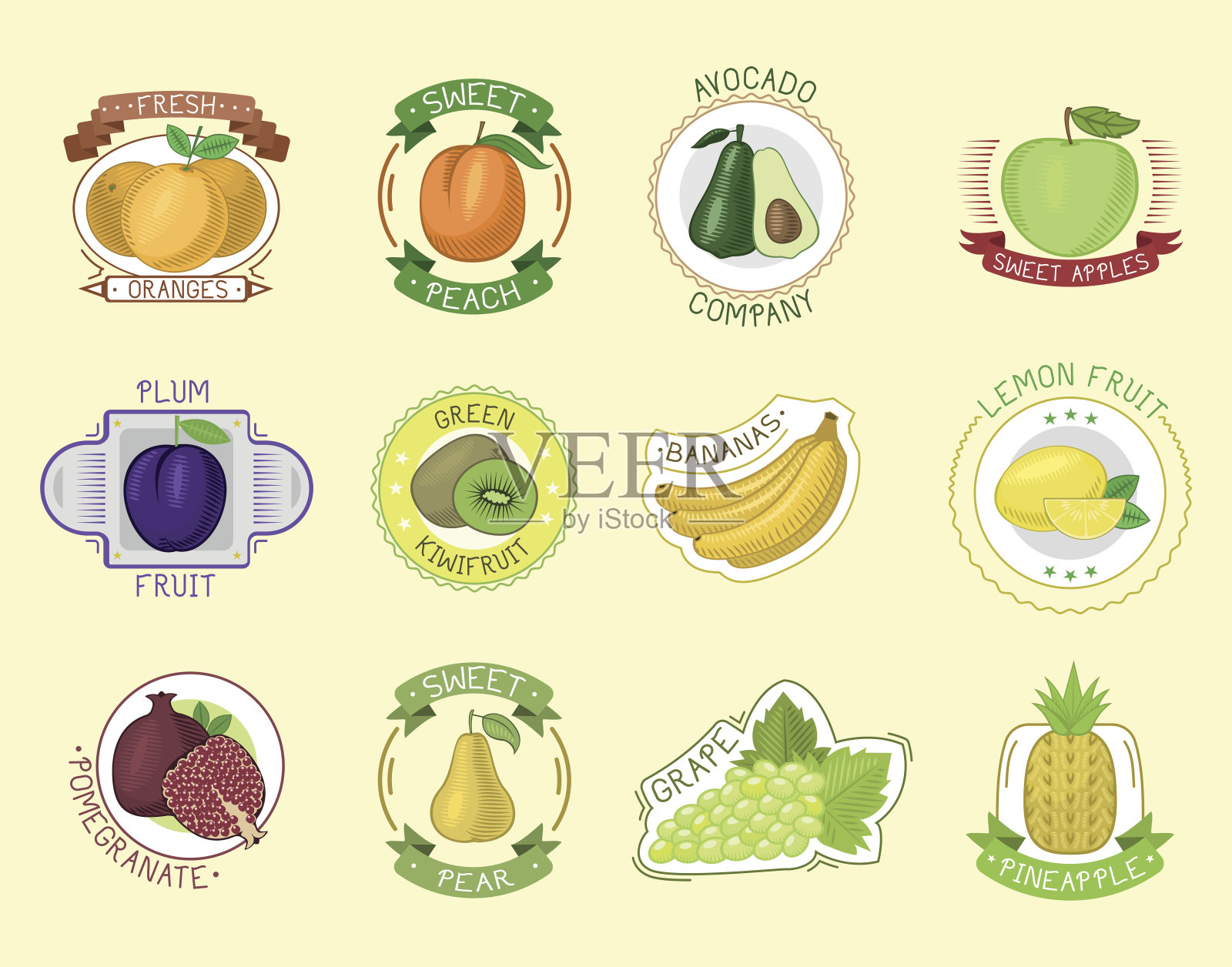 矢量水果徽章插画图片素材