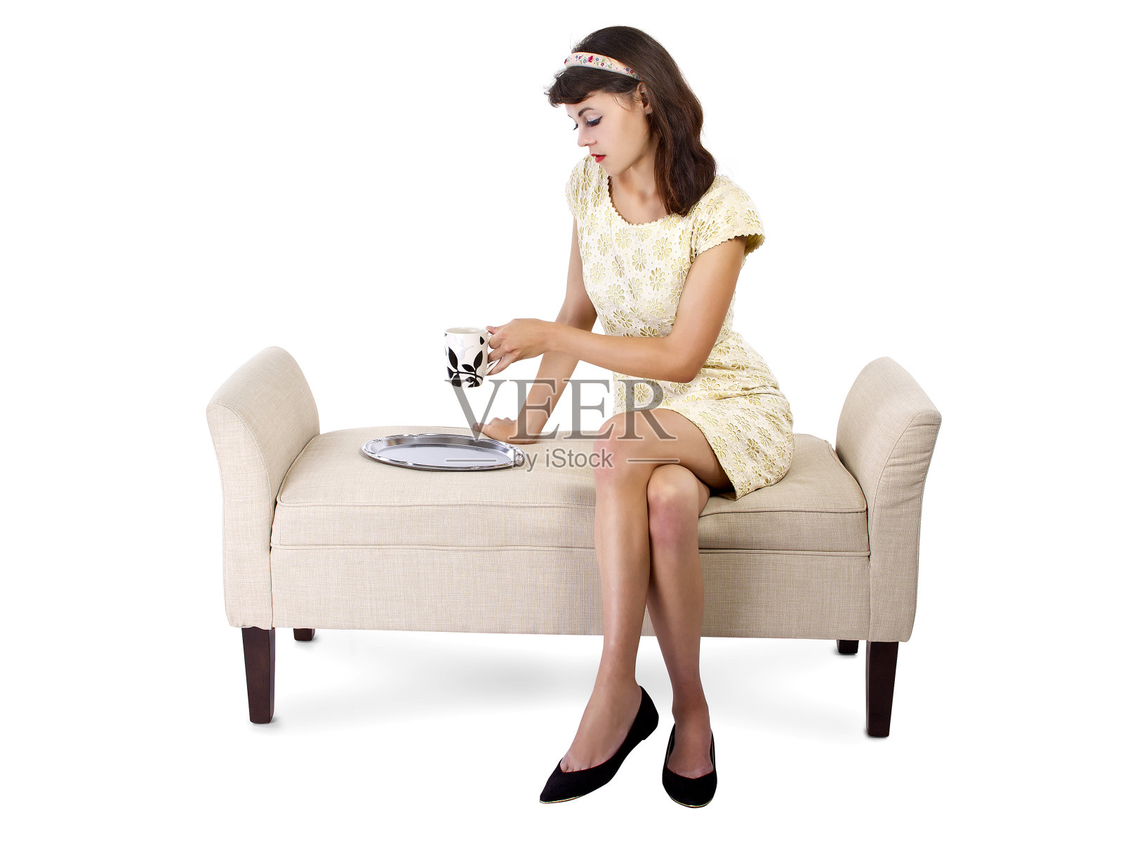 坐在咖啡休息时间的女人照片摄影图片