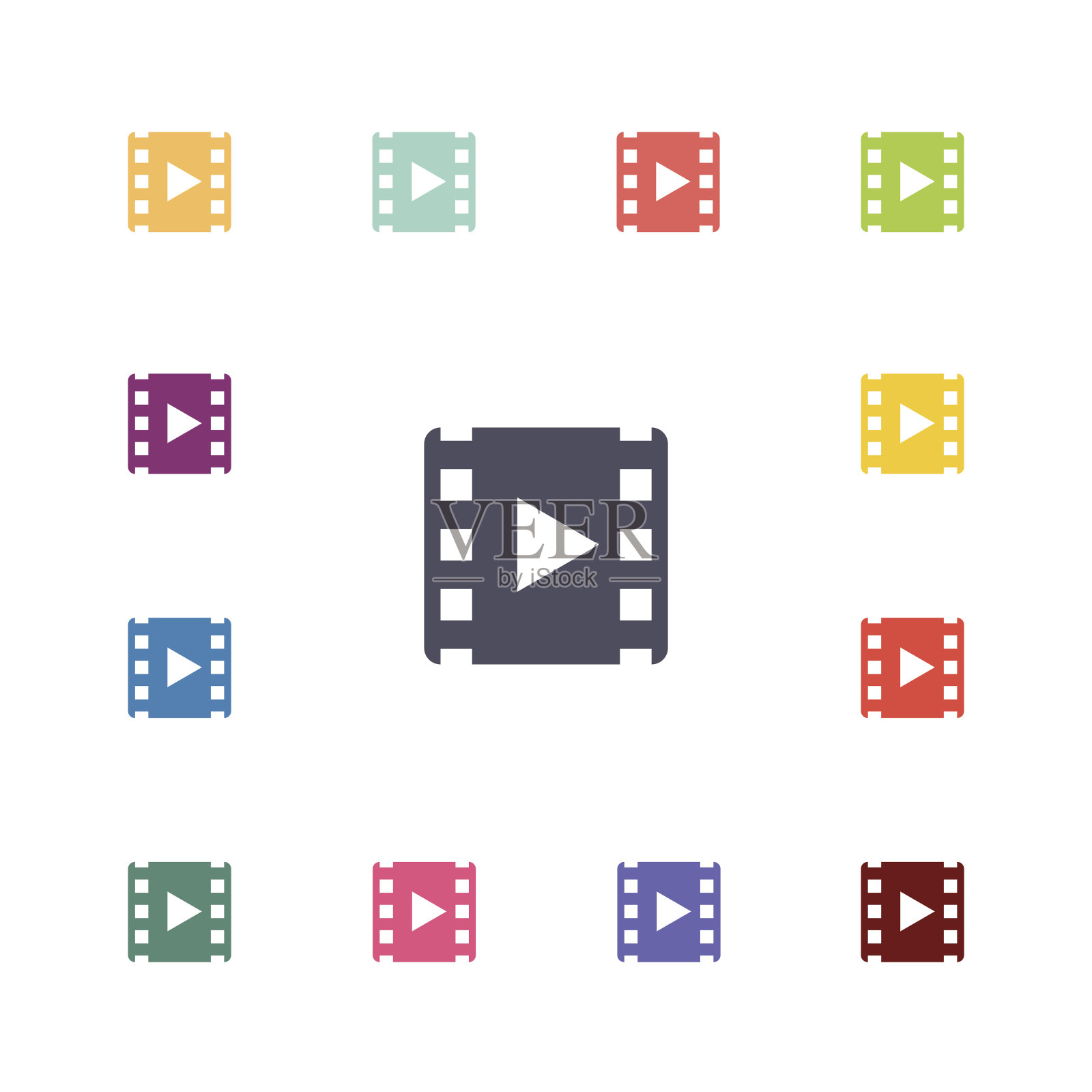 视频平面图标集图标素材