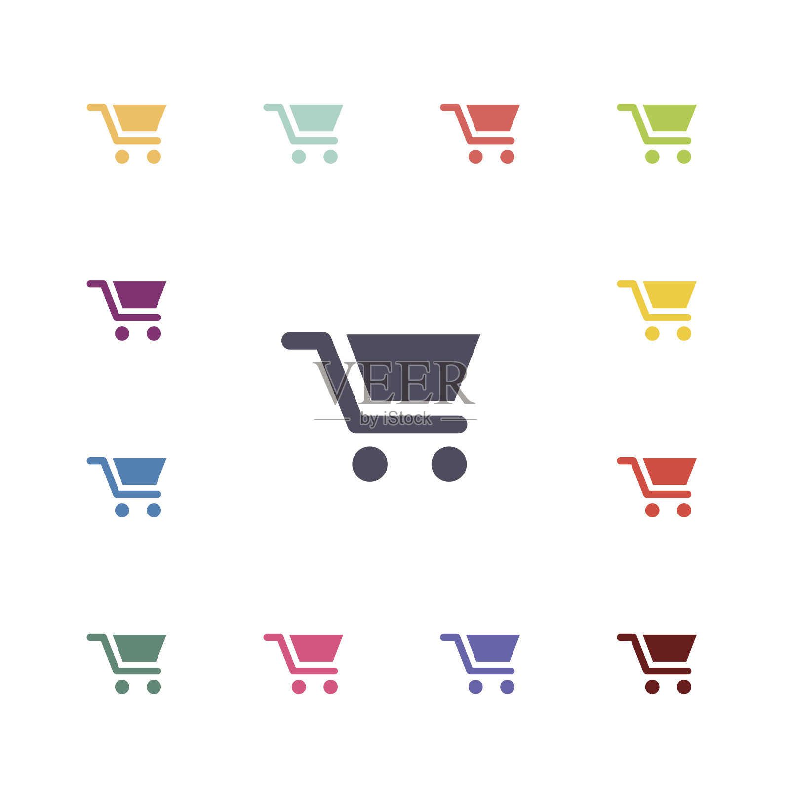 购物车平面图标设置设计元素图片