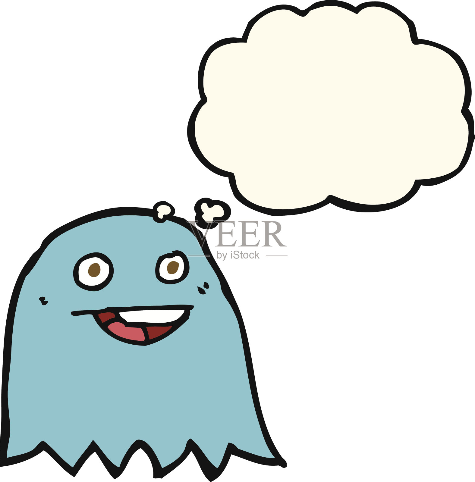 卡通鬼与思想泡泡设计元素图片