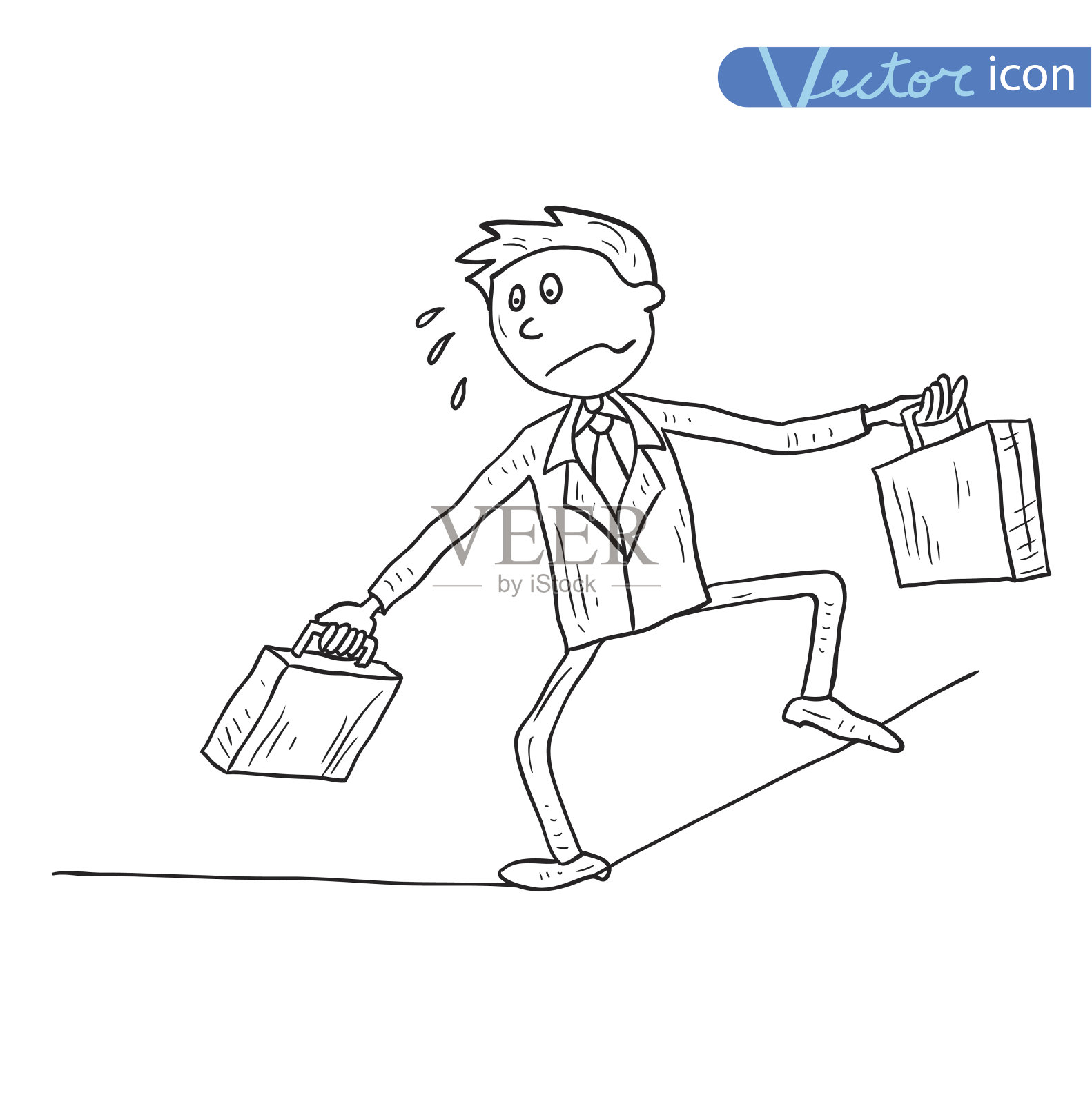 一个正在走下坡路的商人插画图片素材