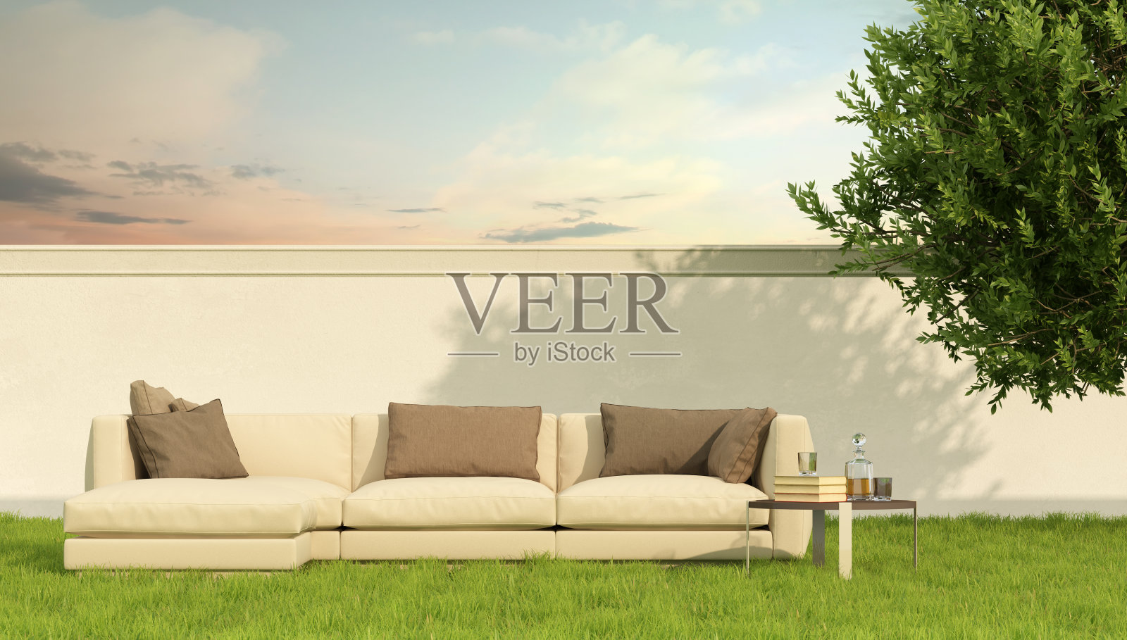 花园中优雅的沙发照片摄影图片