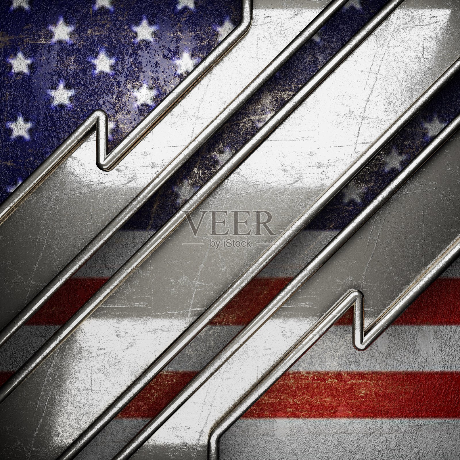 美国国旗上的银色背景照片摄影图片