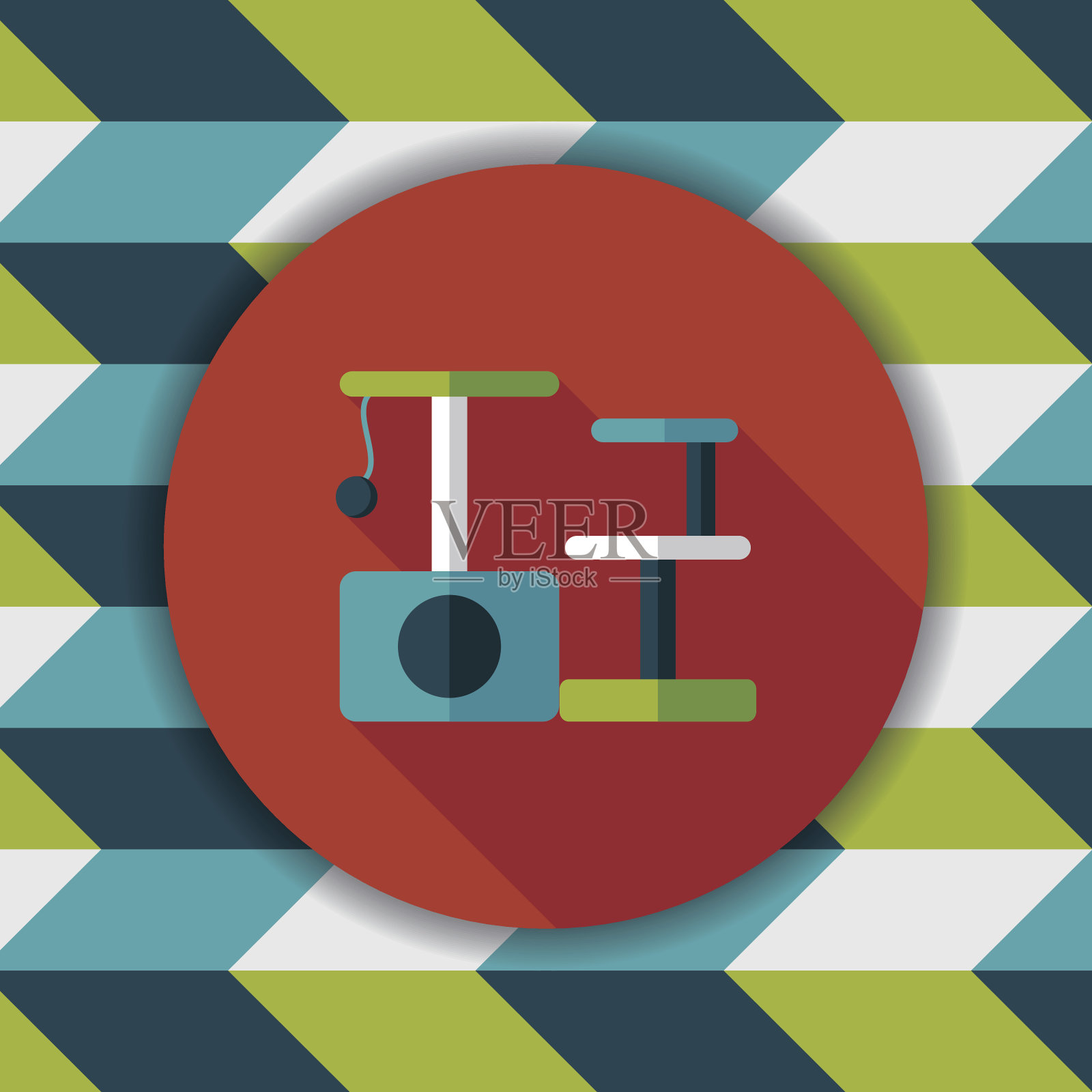 宠物猫树平图标长阴影，eps10插画图片素材