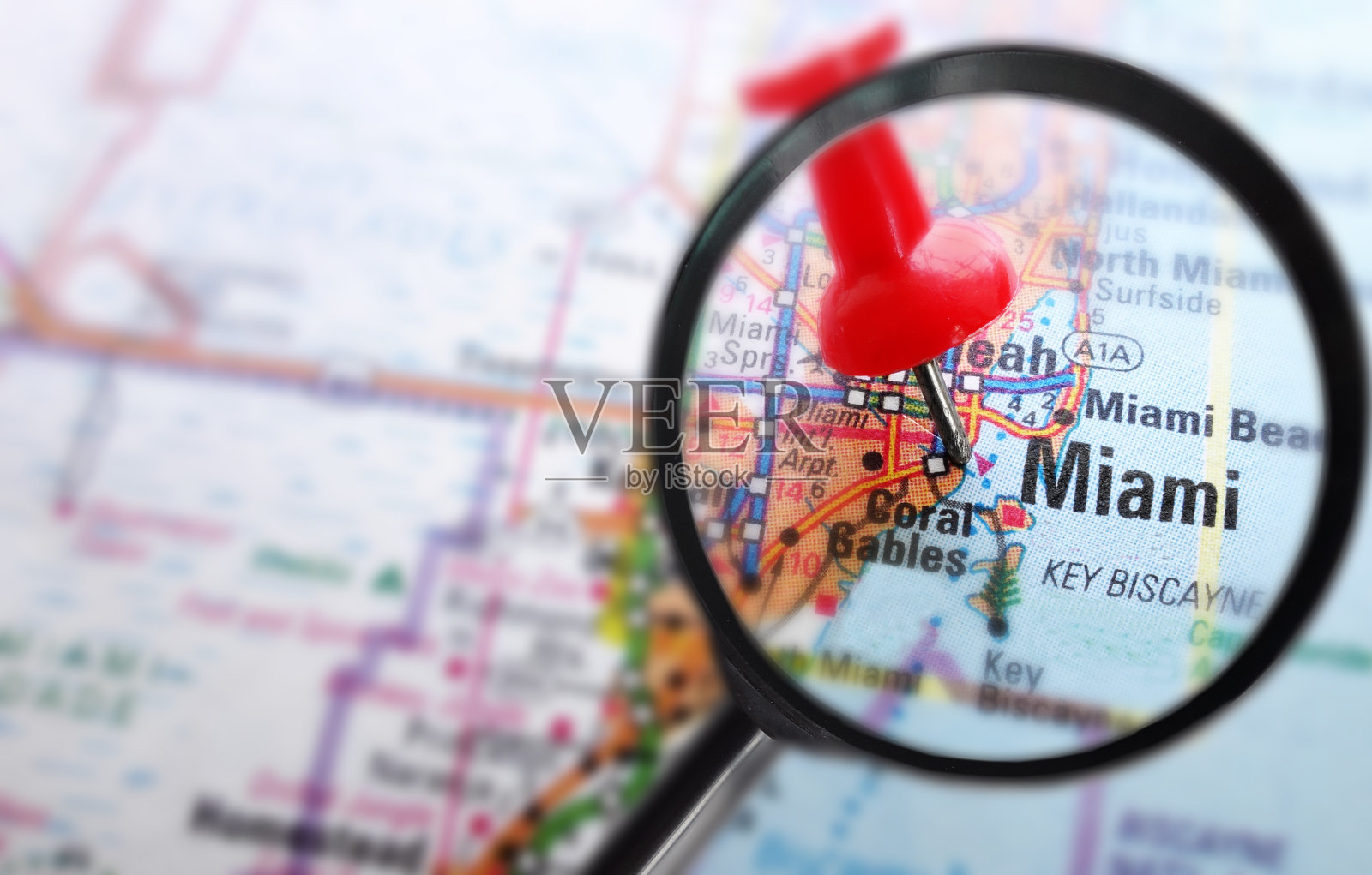 迈阿密地图放大照片摄影图片