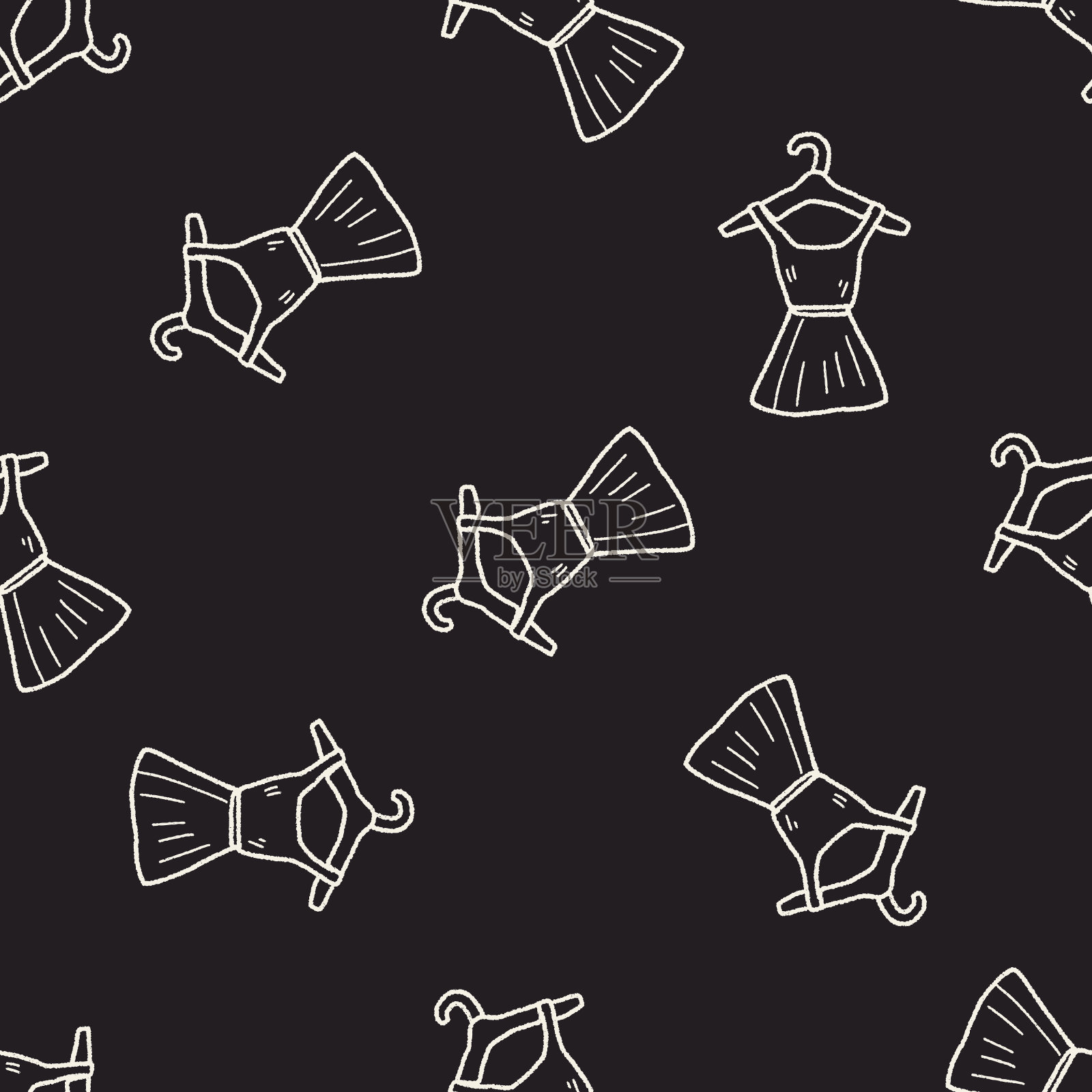 服饰涂鸦画无缝图案背景插画图片素材