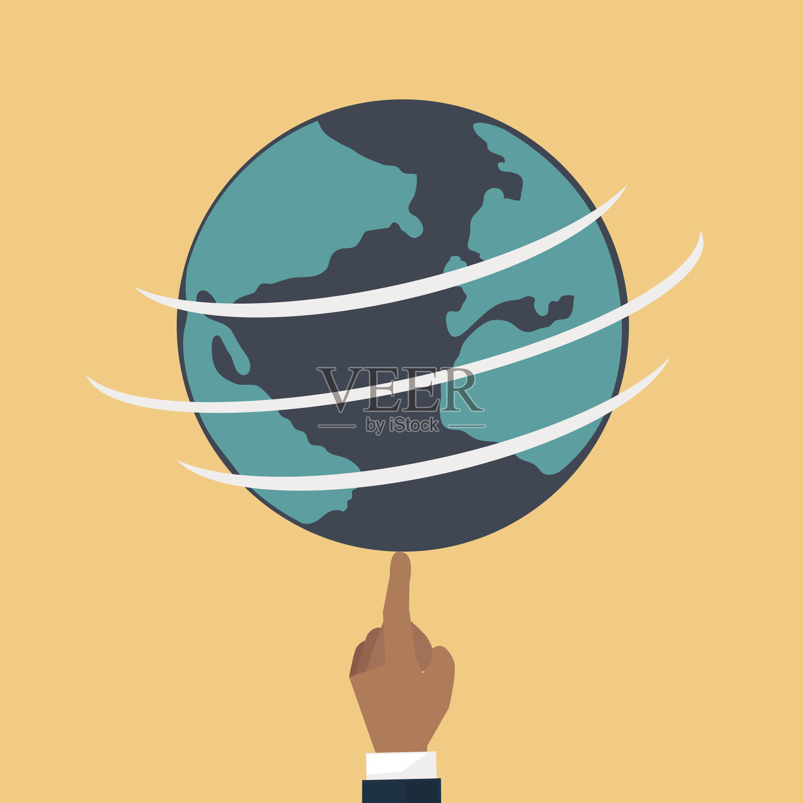 全球地球平插画图片素材