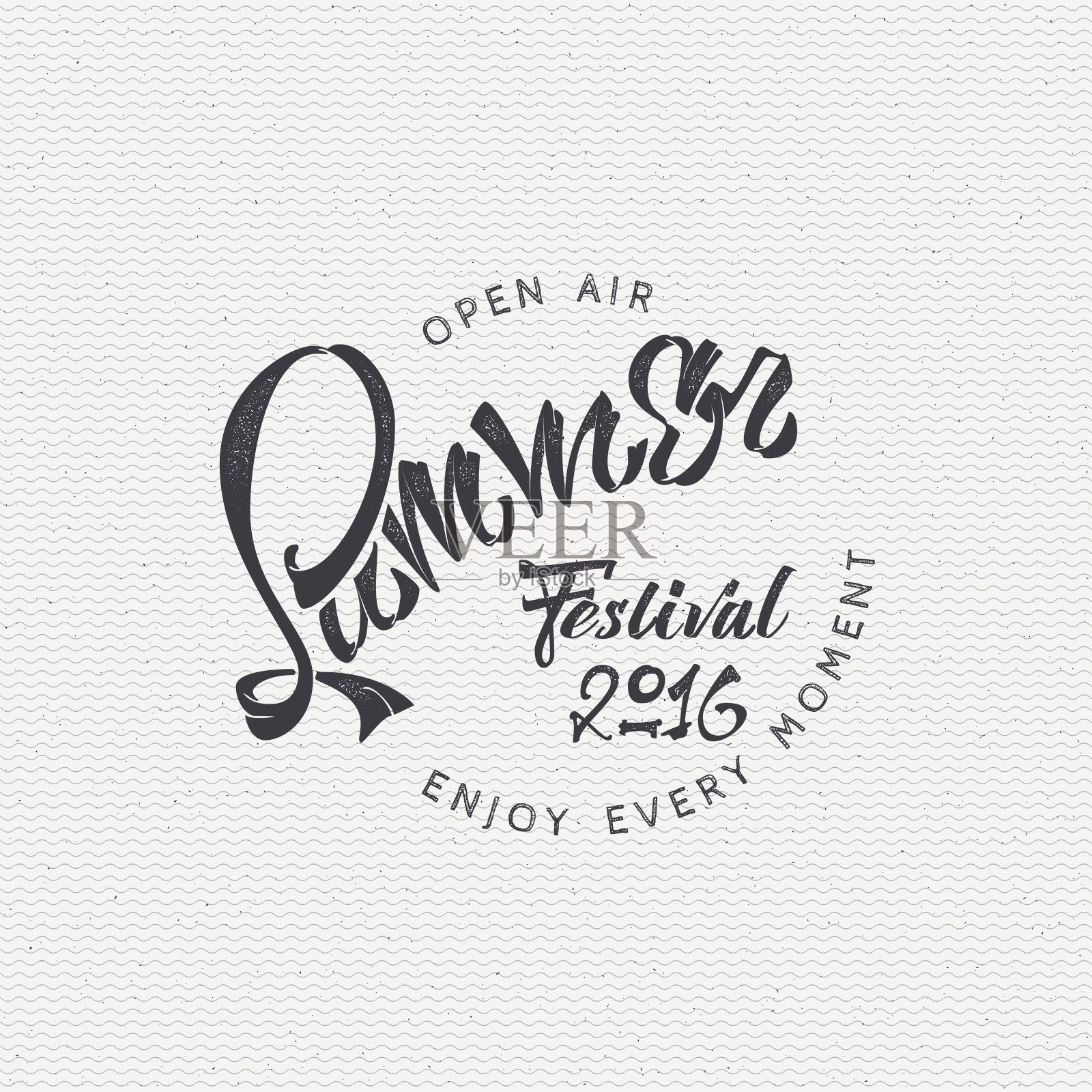 夏季节日-海报，邮票，徽章，徽章，明信片，贴纸，都可以插画图片素材