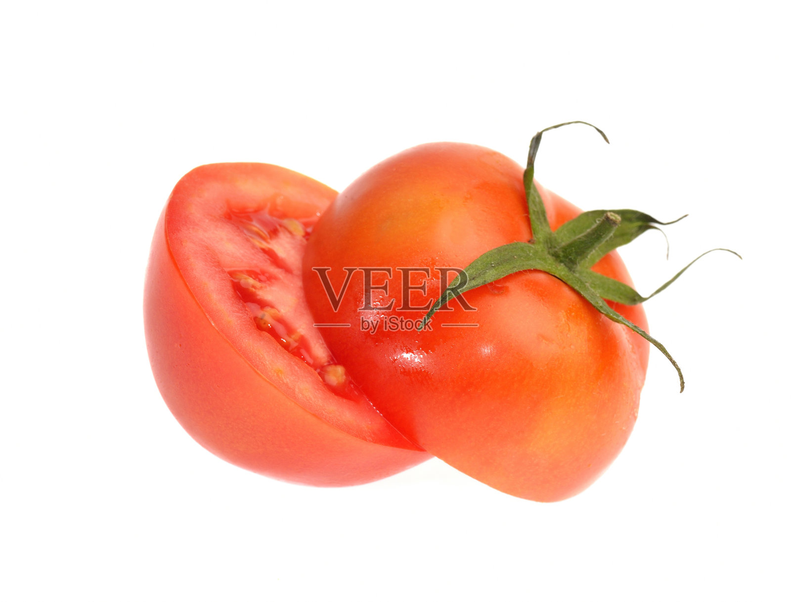 在白色背景上分离的新鲜番茄照片摄影图片