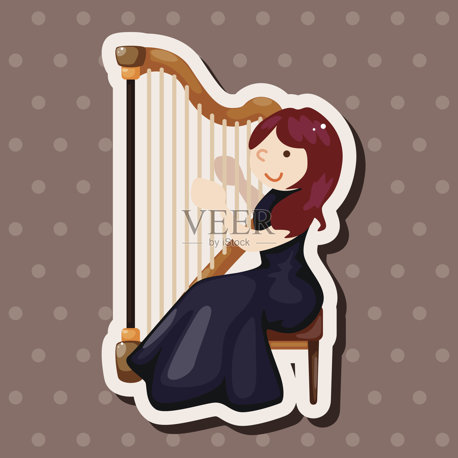 角色音乐家竖琴主题元素设计元素图片