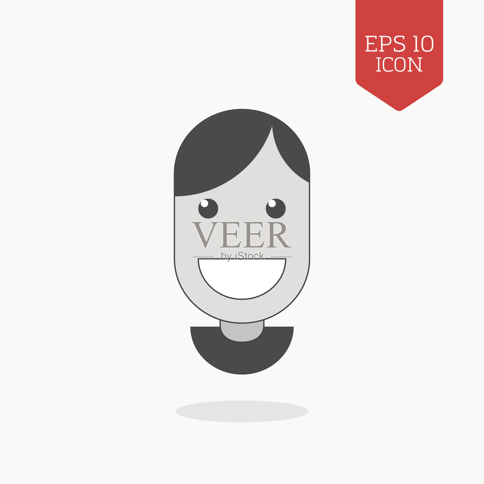 微笑，快乐的脸图标。平面设计灰色标志。插画图片素材