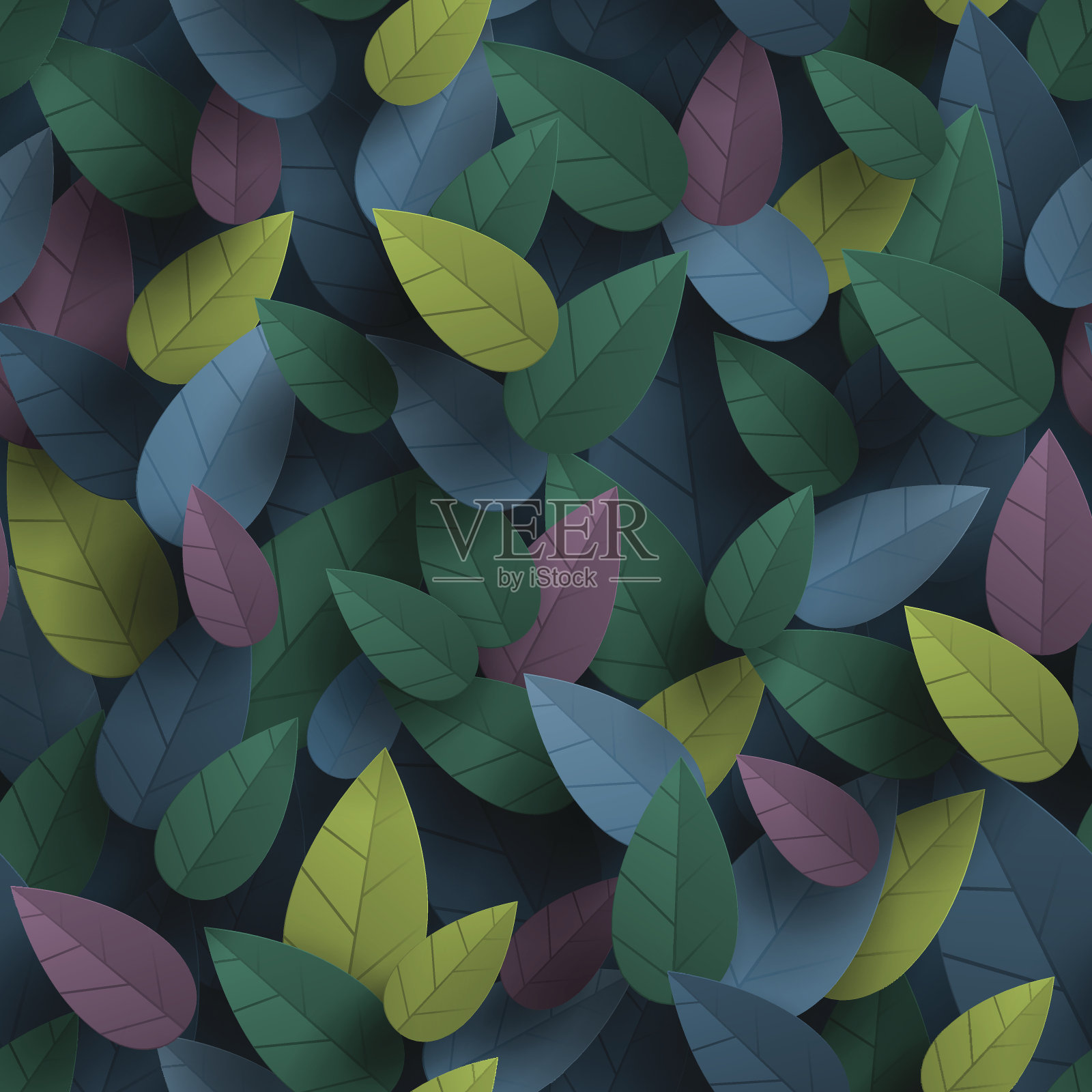 叶背景-无缝插画图片素材