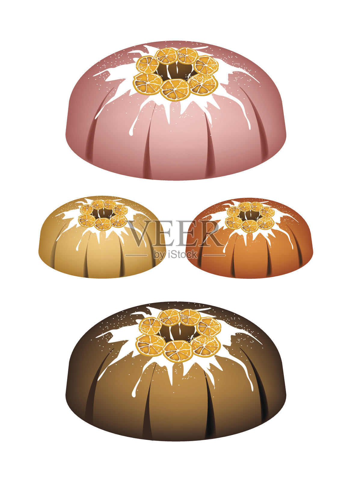 四个橙糖蛋糕设计元素图片