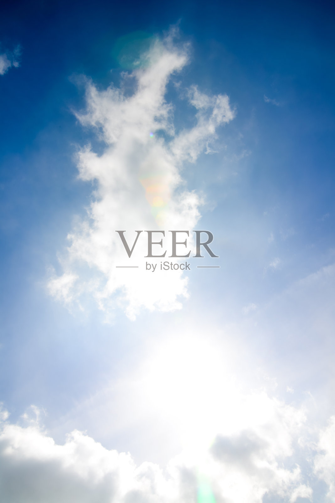 蓝天，白云和太阳照片摄影图片