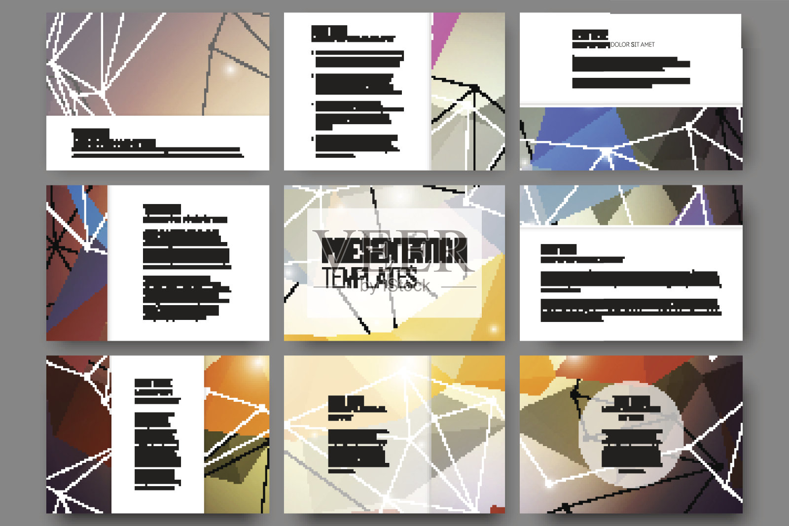 9个矢量模板的演示幻灯片。抽象的彩色设计模板素材