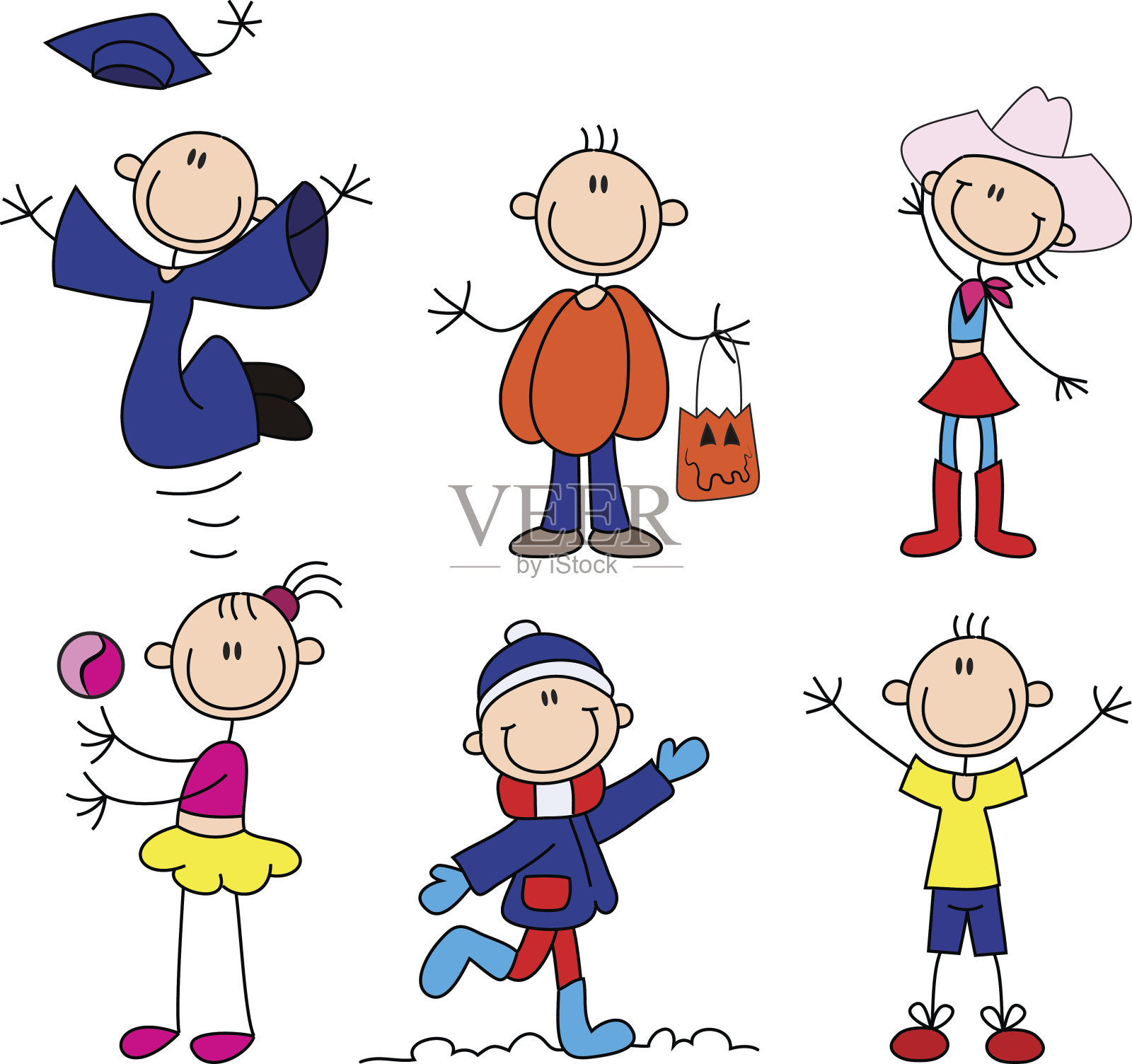 各种插画贴纸青少年活动设计元素图片