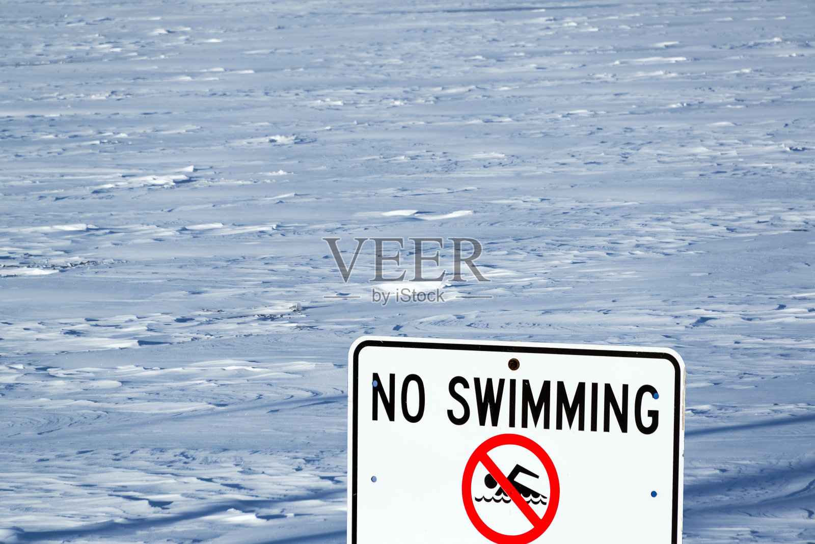 密歇根湖禁止游泳标志照片摄影图片