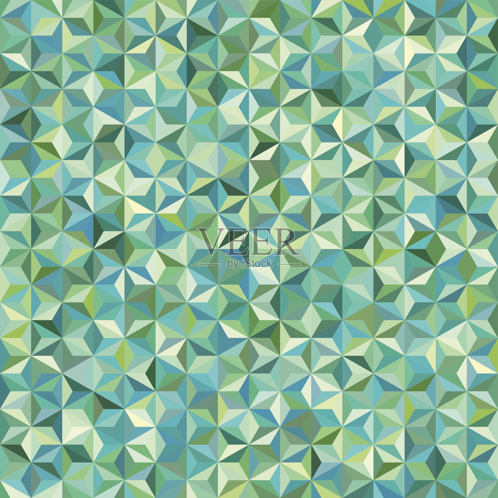 由绿色三角形组成的抽象无缝背景。插画图片素材